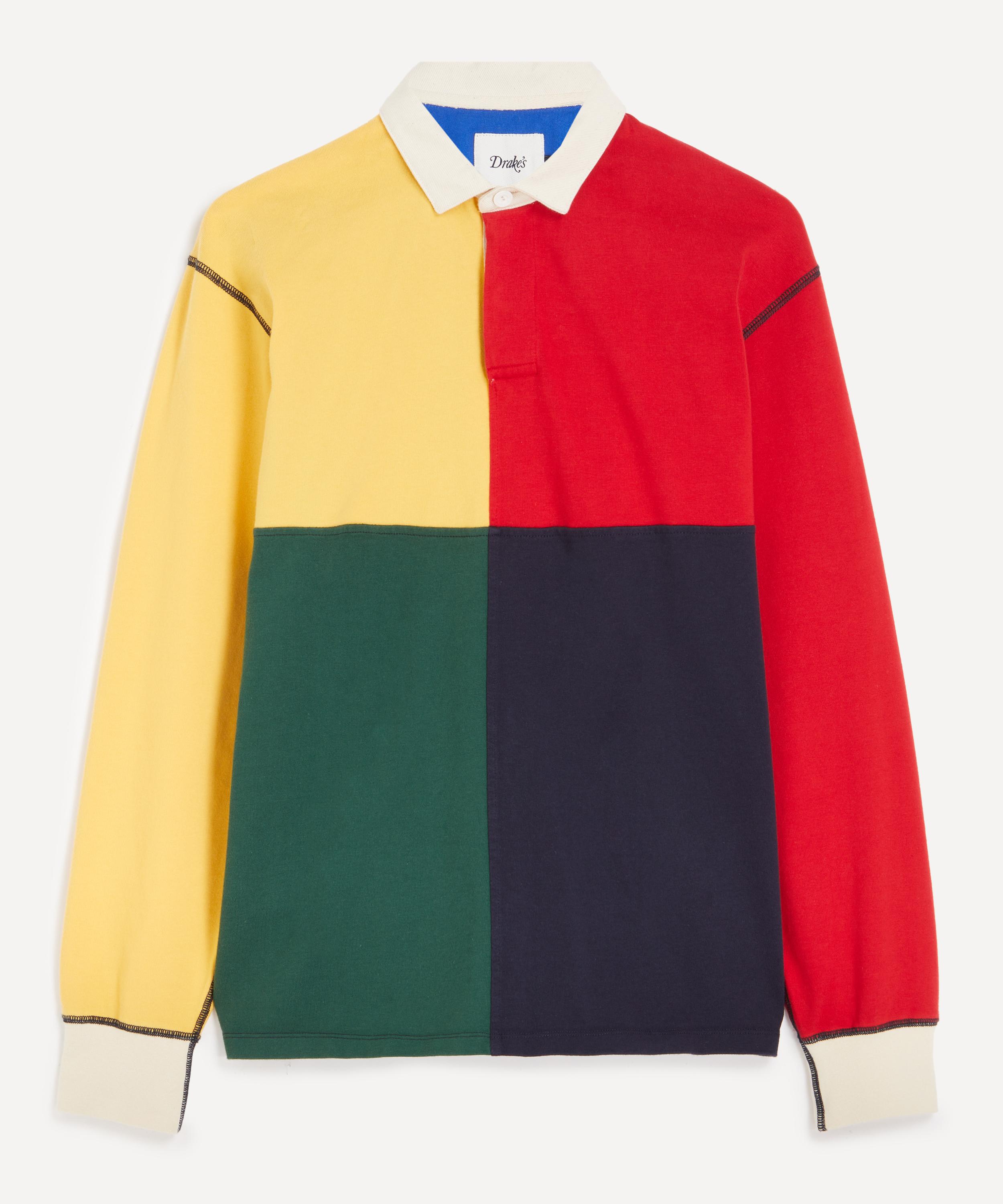Drakes - Colourblock Multi Panelled Cotton Rugby Shirt