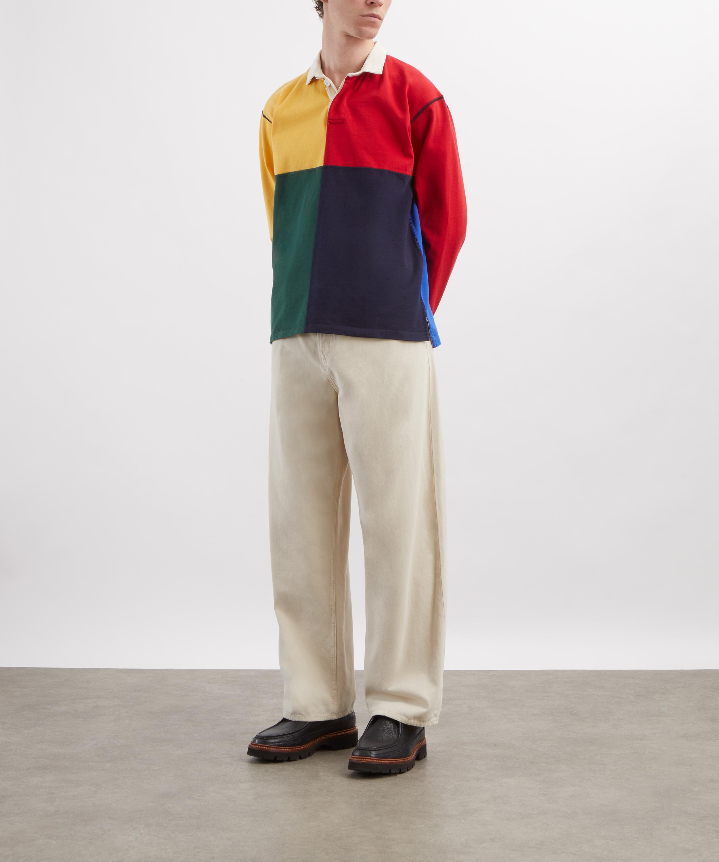 Drakes - Colourblock Multi Panelled Cotton Rugby Shirt image number 1