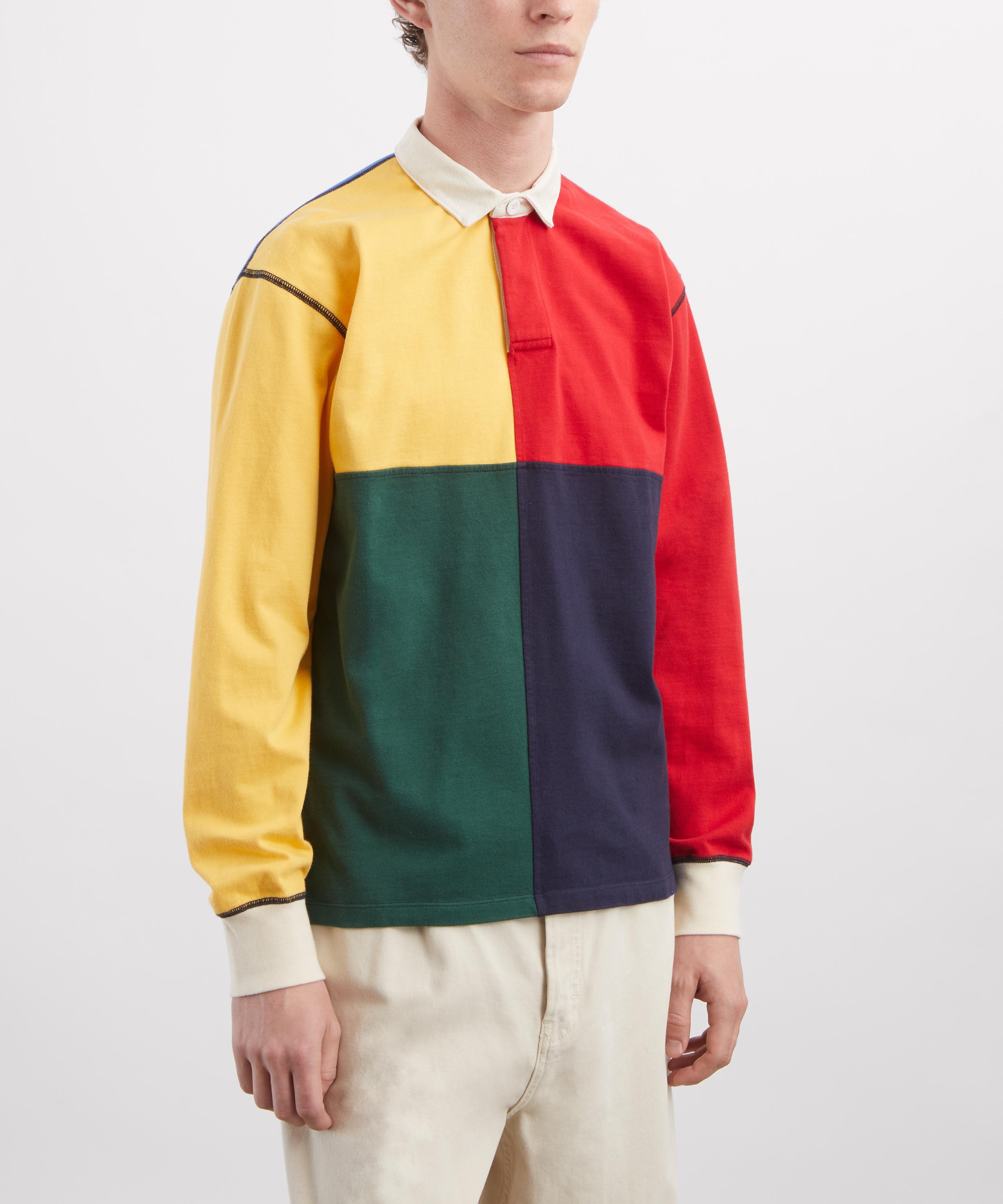 Drakes - Colourblock Multi Panelled Cotton Rugby Shirt image number 2