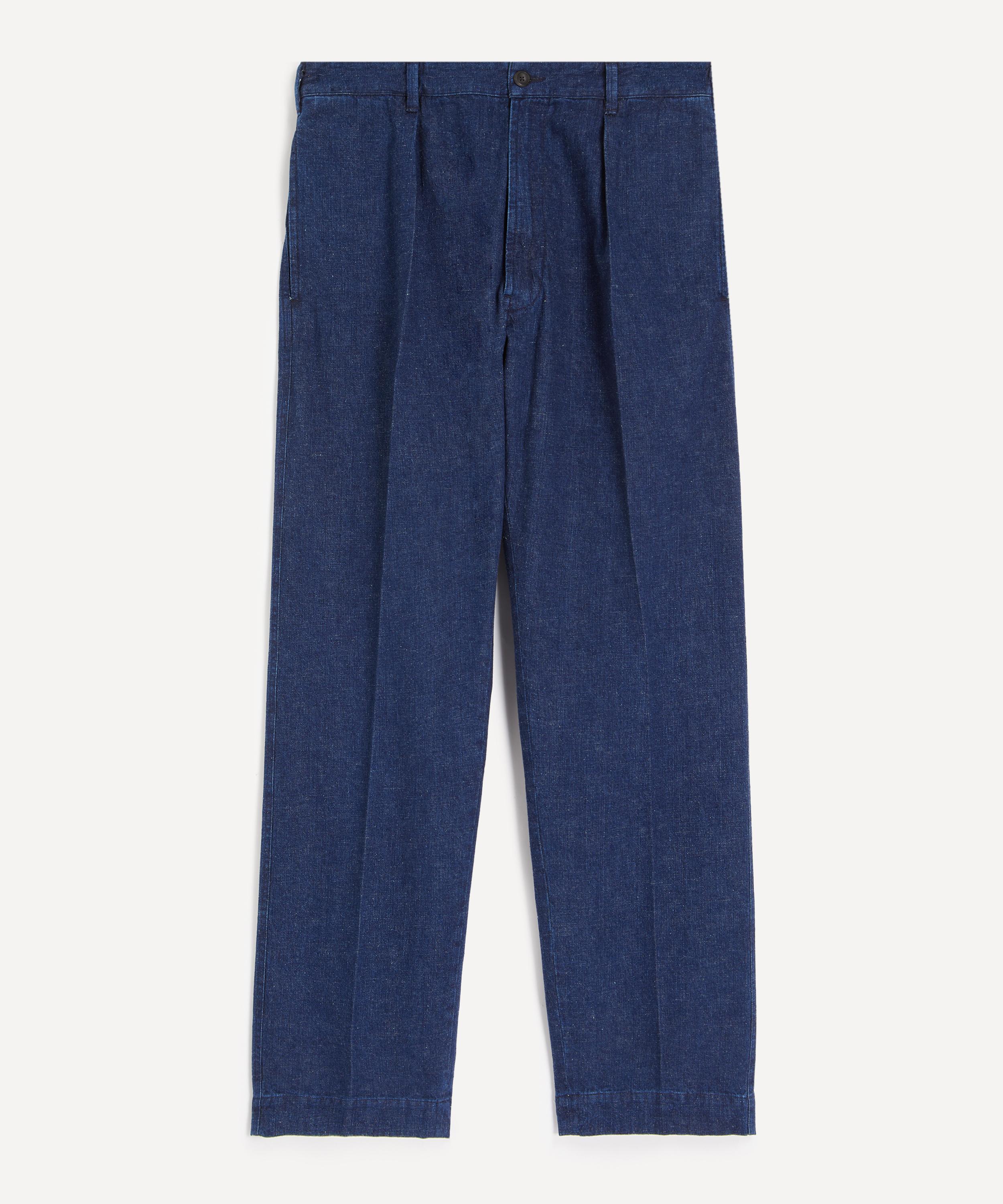 Drakes - Indigo Cotton-Linen Games Trousers
