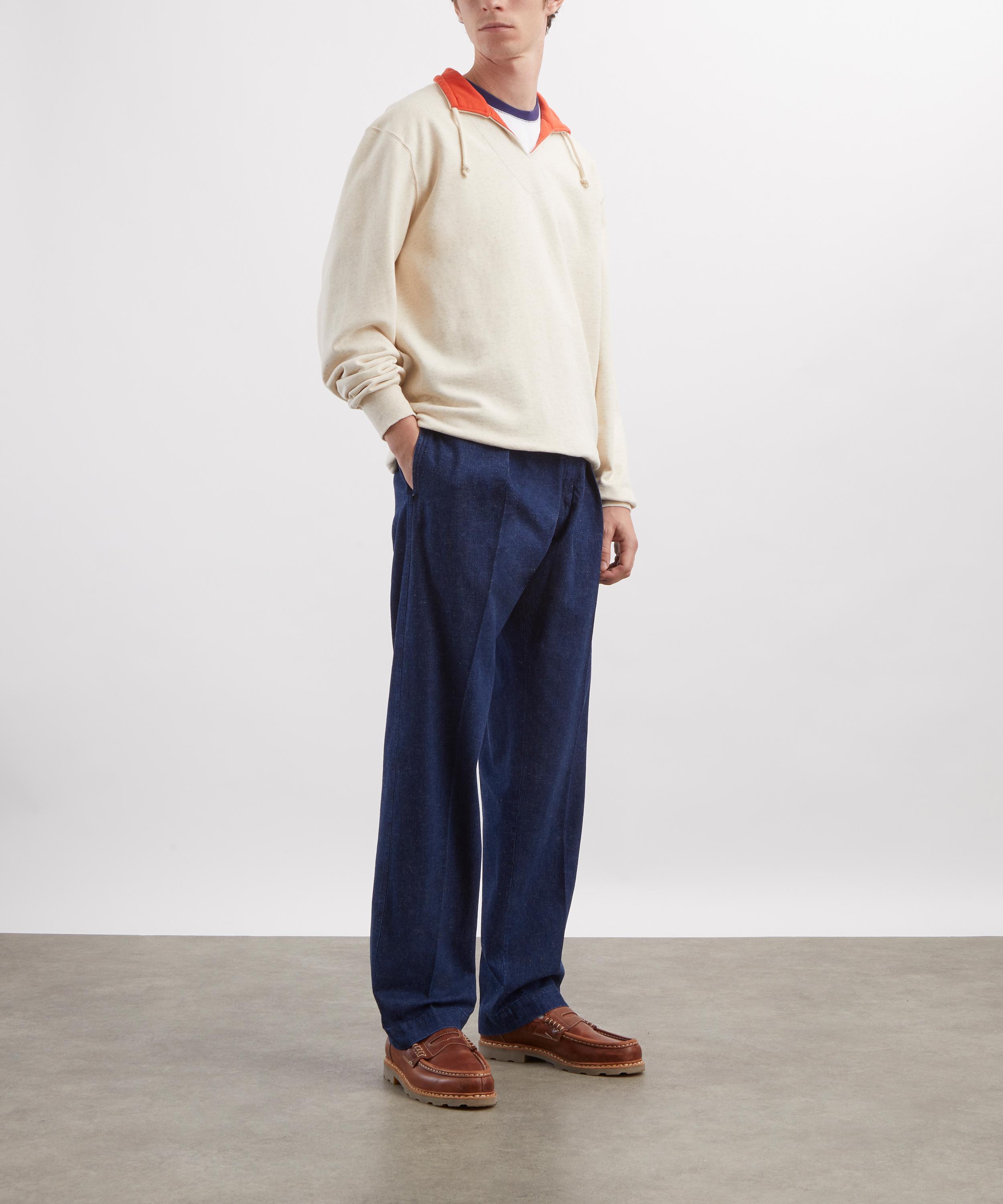 Drakes - Indigo Cotton-Linen Games Trousers image number 1