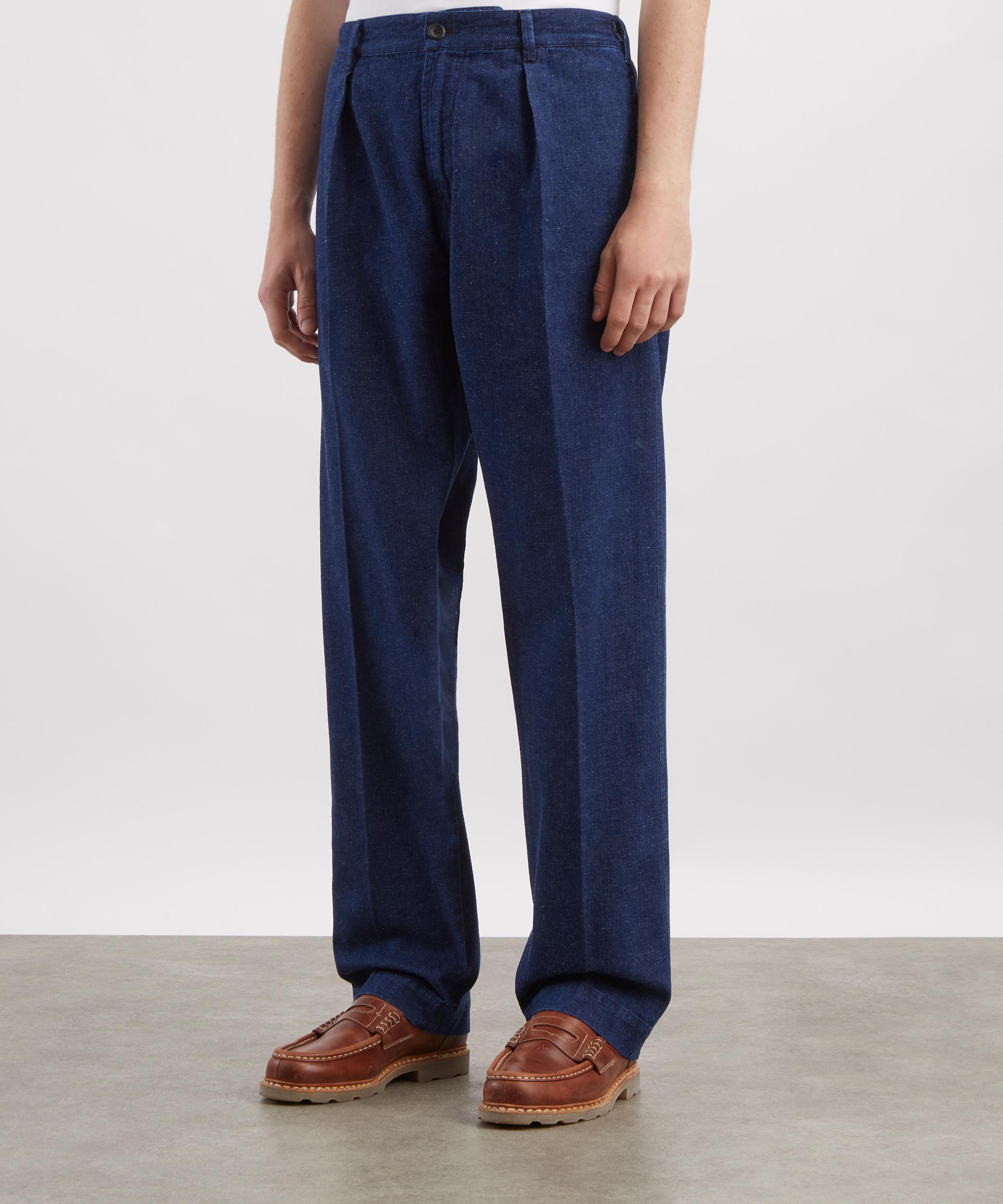 Drakes - Indigo Cotton-Linen Games Trousers image number 2