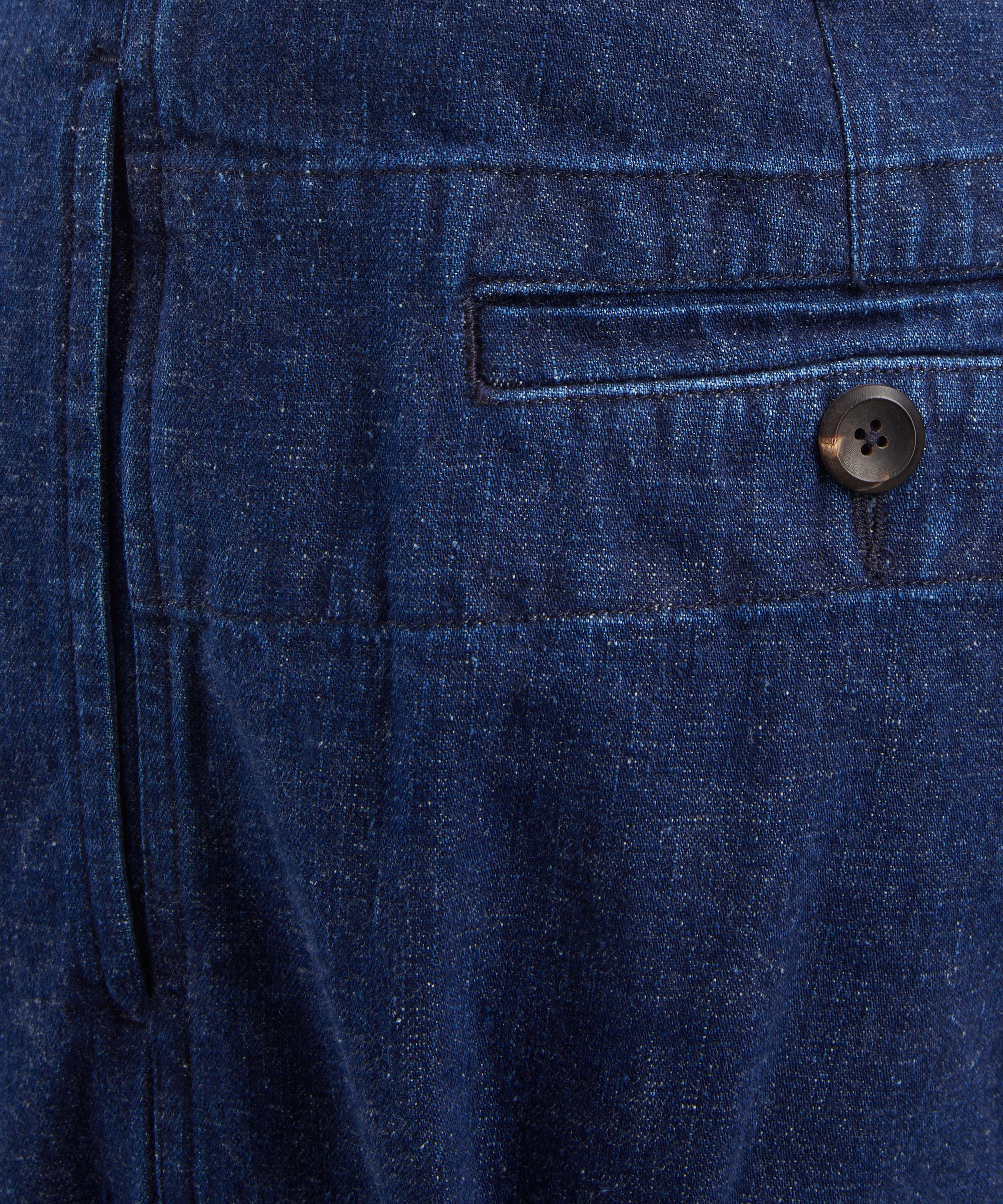 Drakes - Indigo Cotton-Linen Games Trousers image number 4
