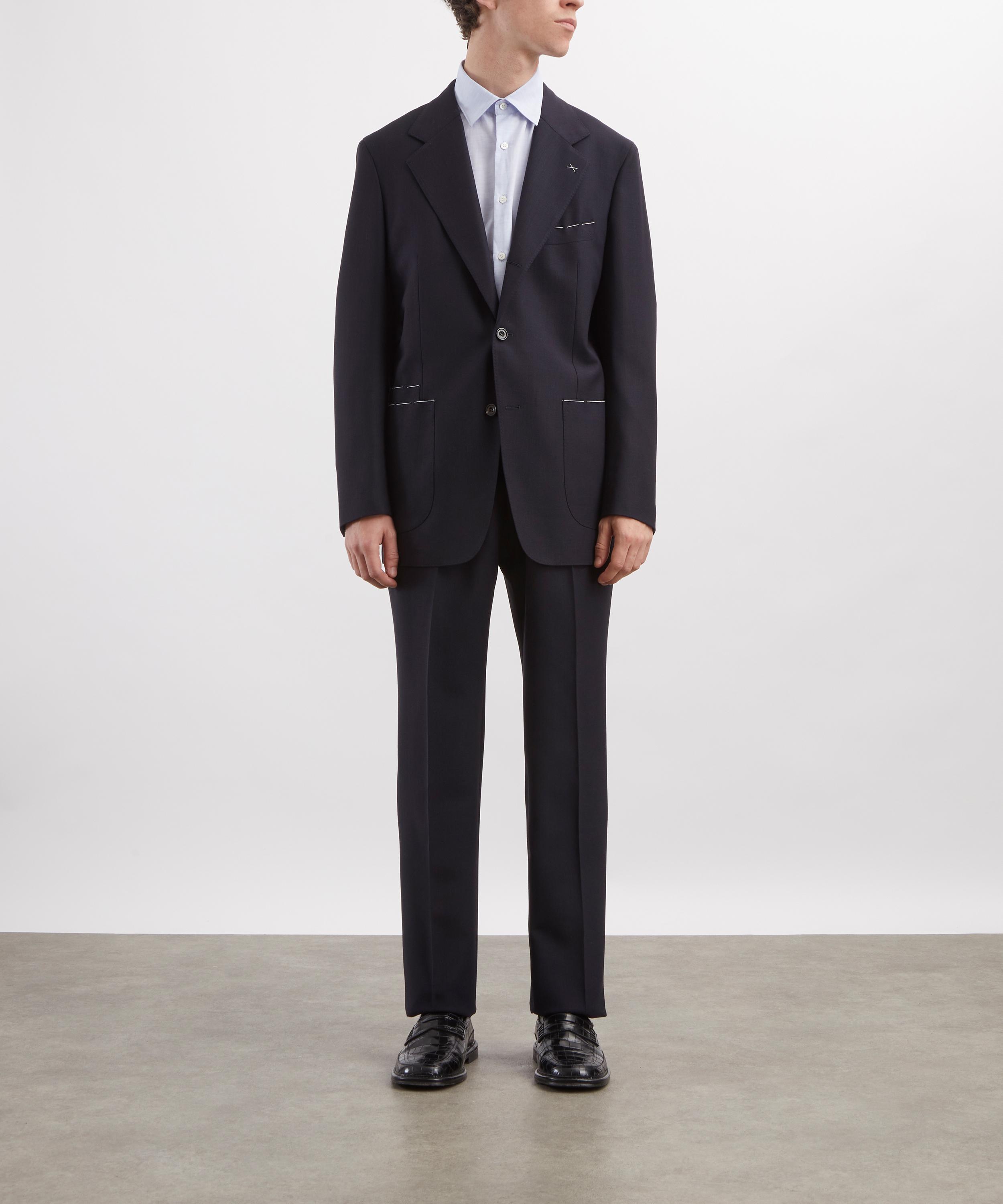 Drakes - Navy Tropical Wool Tailored Jacket image number 1