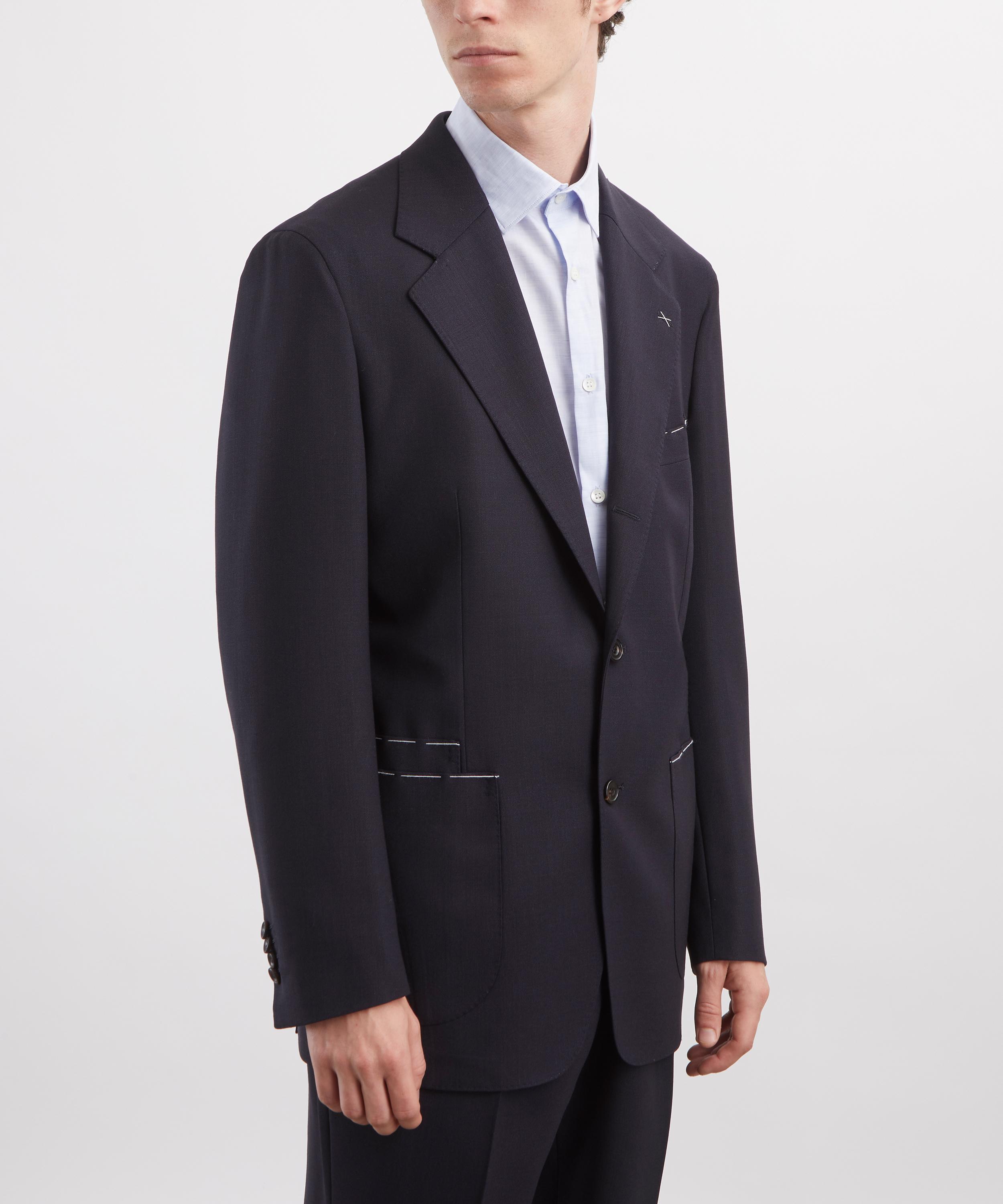 Drakes - Navy Tropical Wool Tailored Jacket image number 2