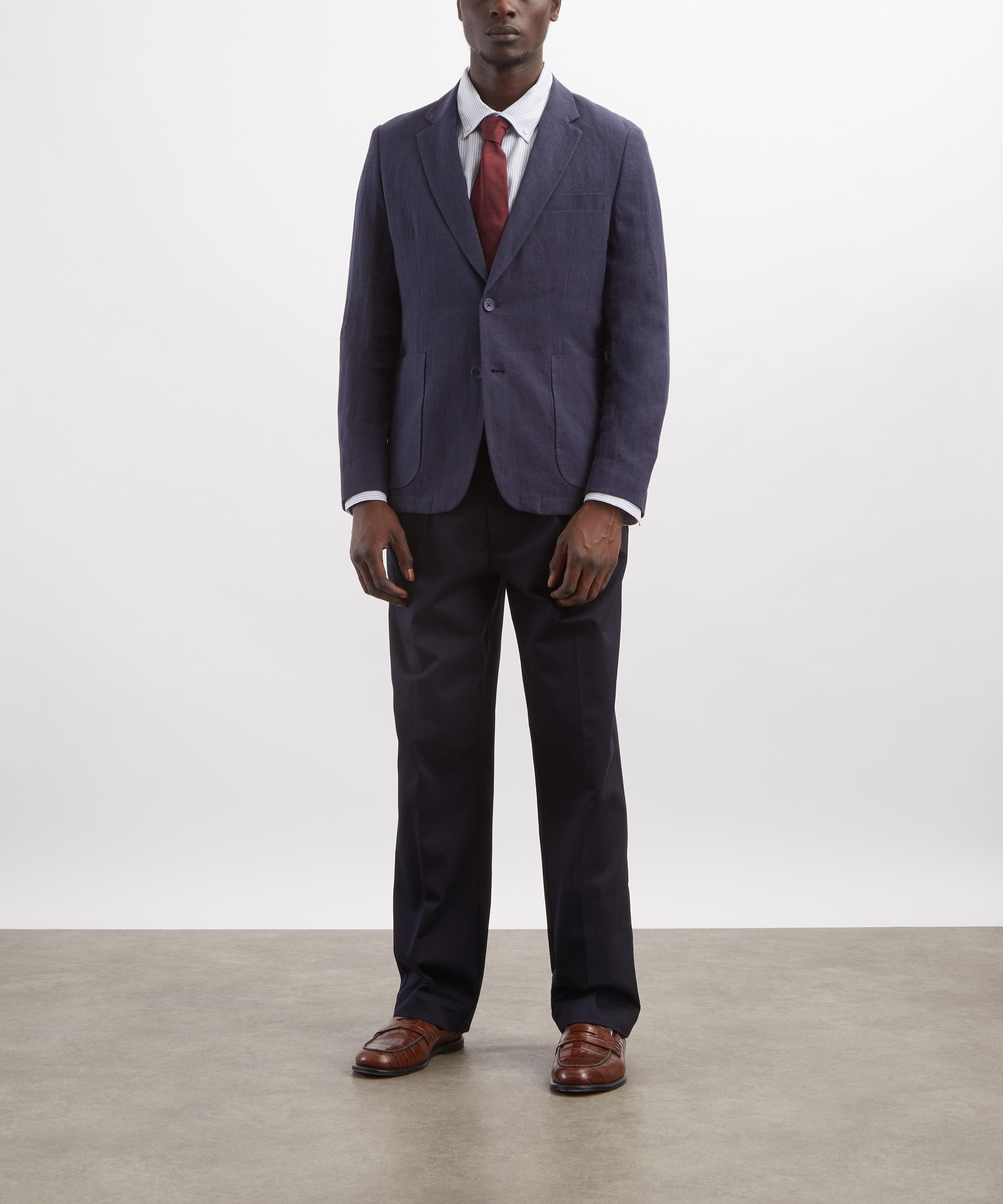 Percival - Navy Blue Tailored Linen Blazer image number 1