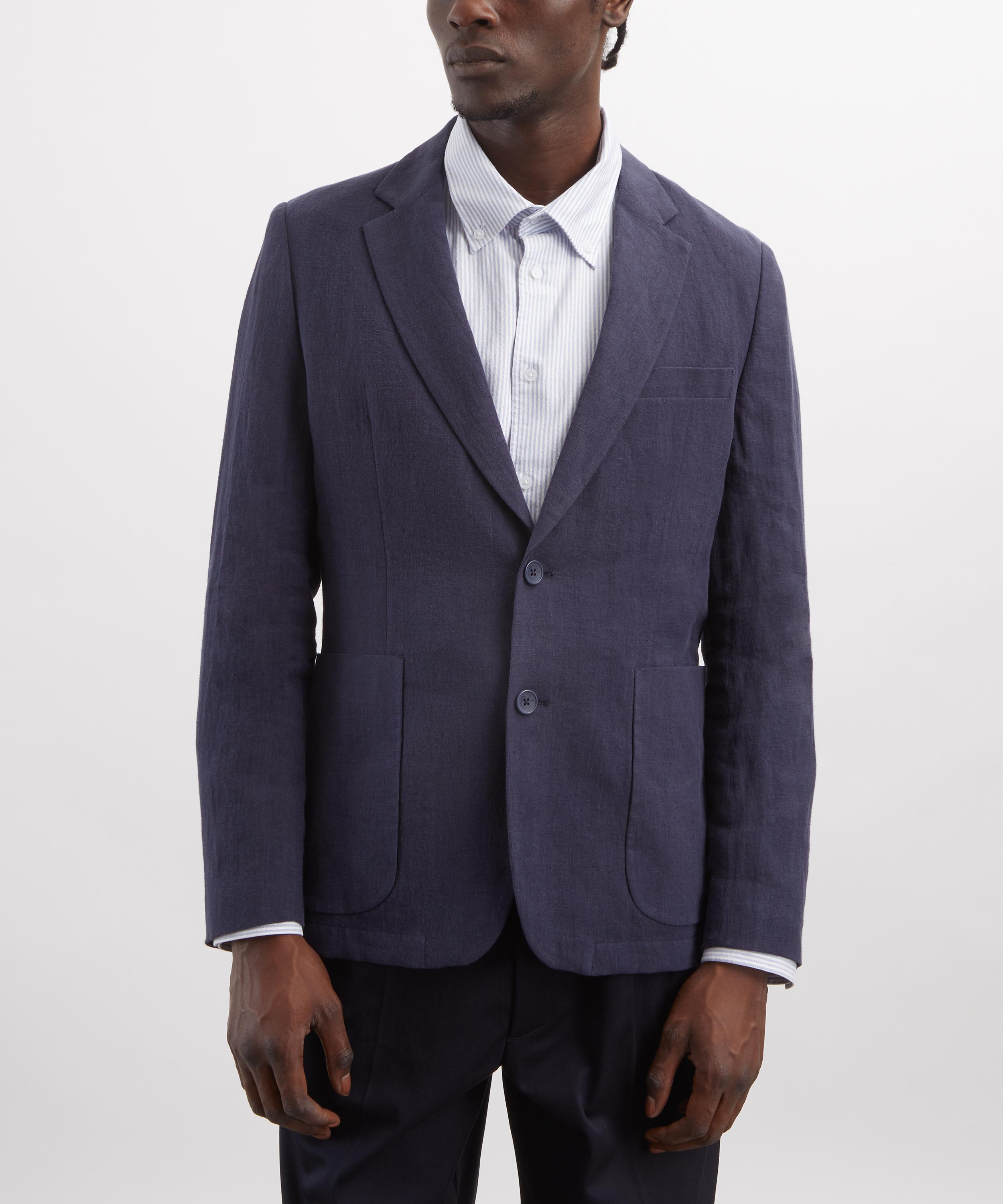 Percival - Navy Blue Tailored Linen Blazer image number 2