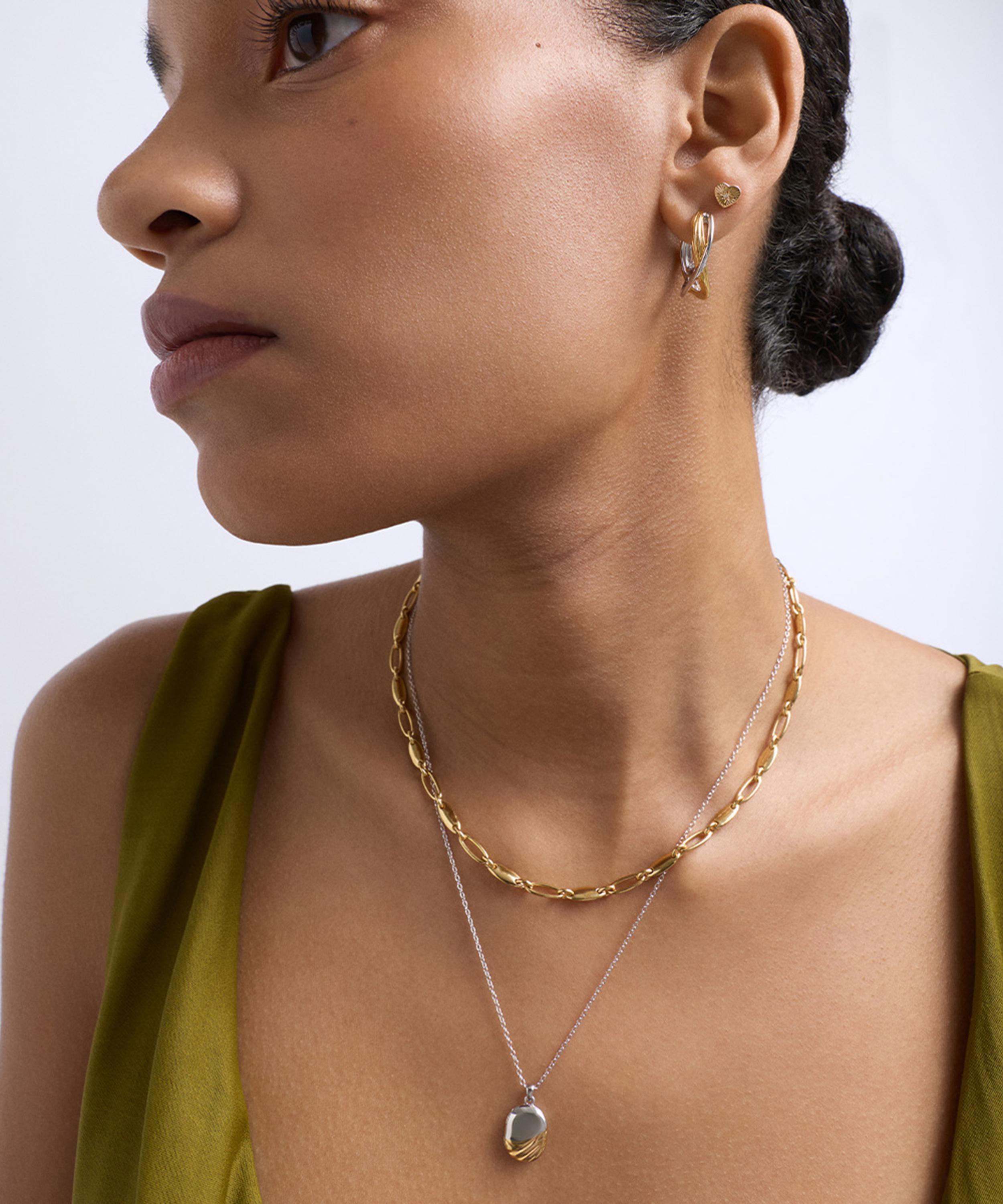 Astley Clarke - Mixed Metal Aurora Weave Maxi Hoop Earrings image number 1