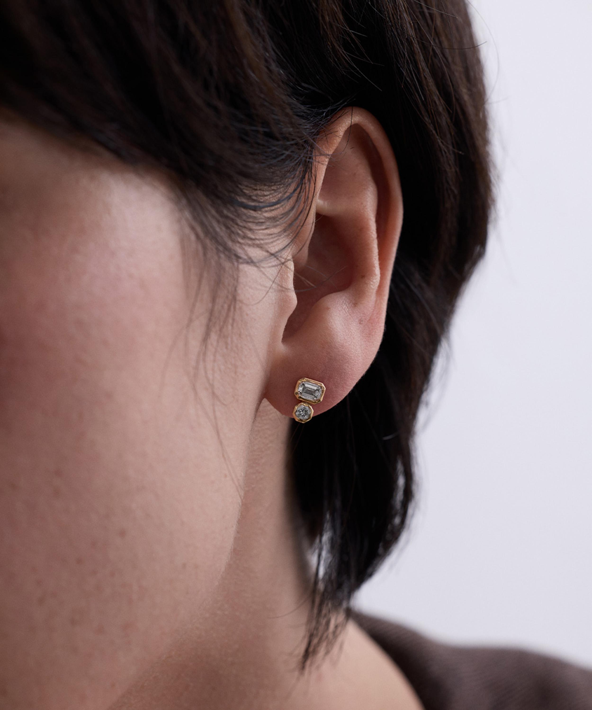 Astley Clarke - 14ct Gold Toi et Moi Stud Earrings image number 1