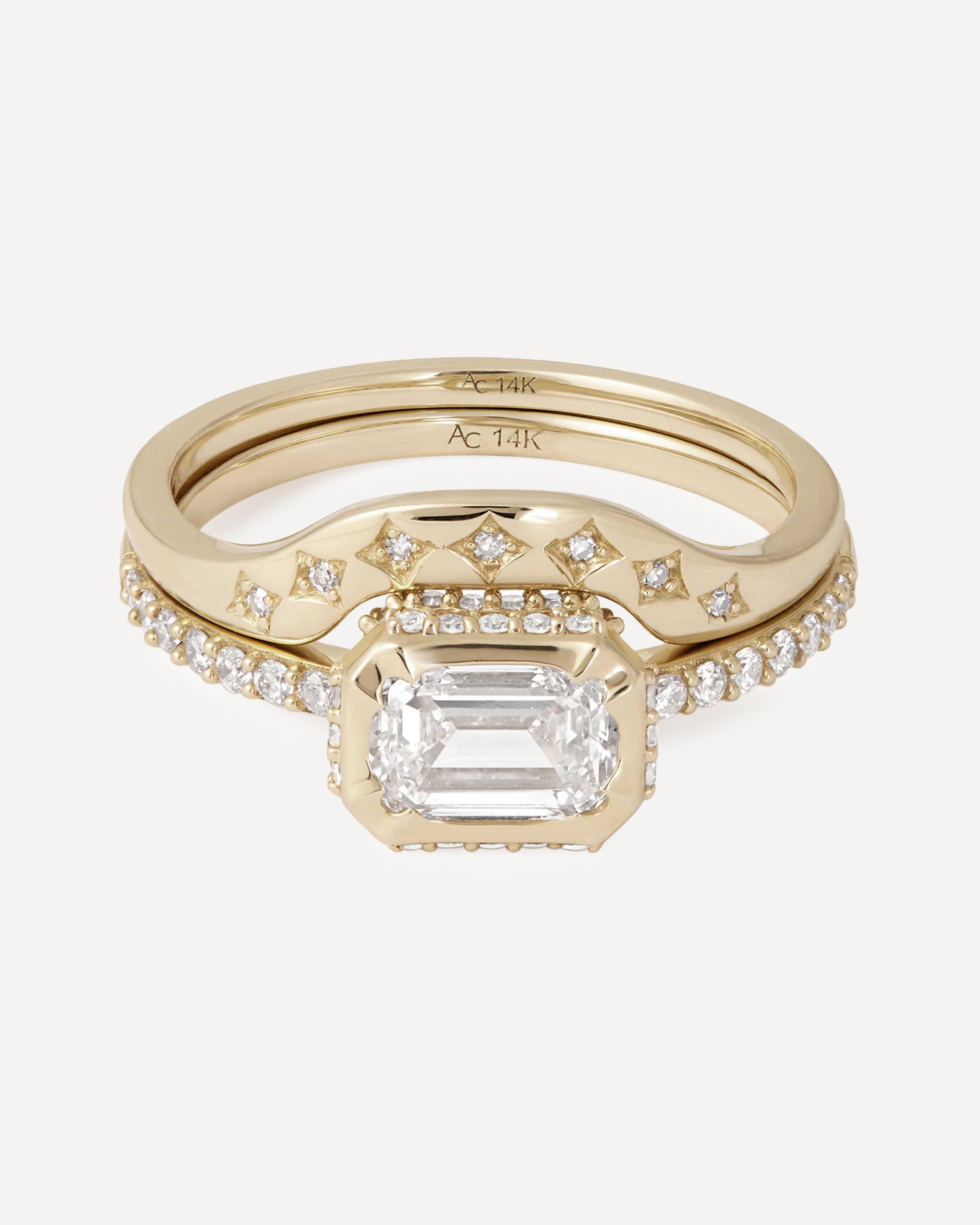 Astley Clarke - 14ct Gold Deco Emerald Cut Diamond Ring image number 2