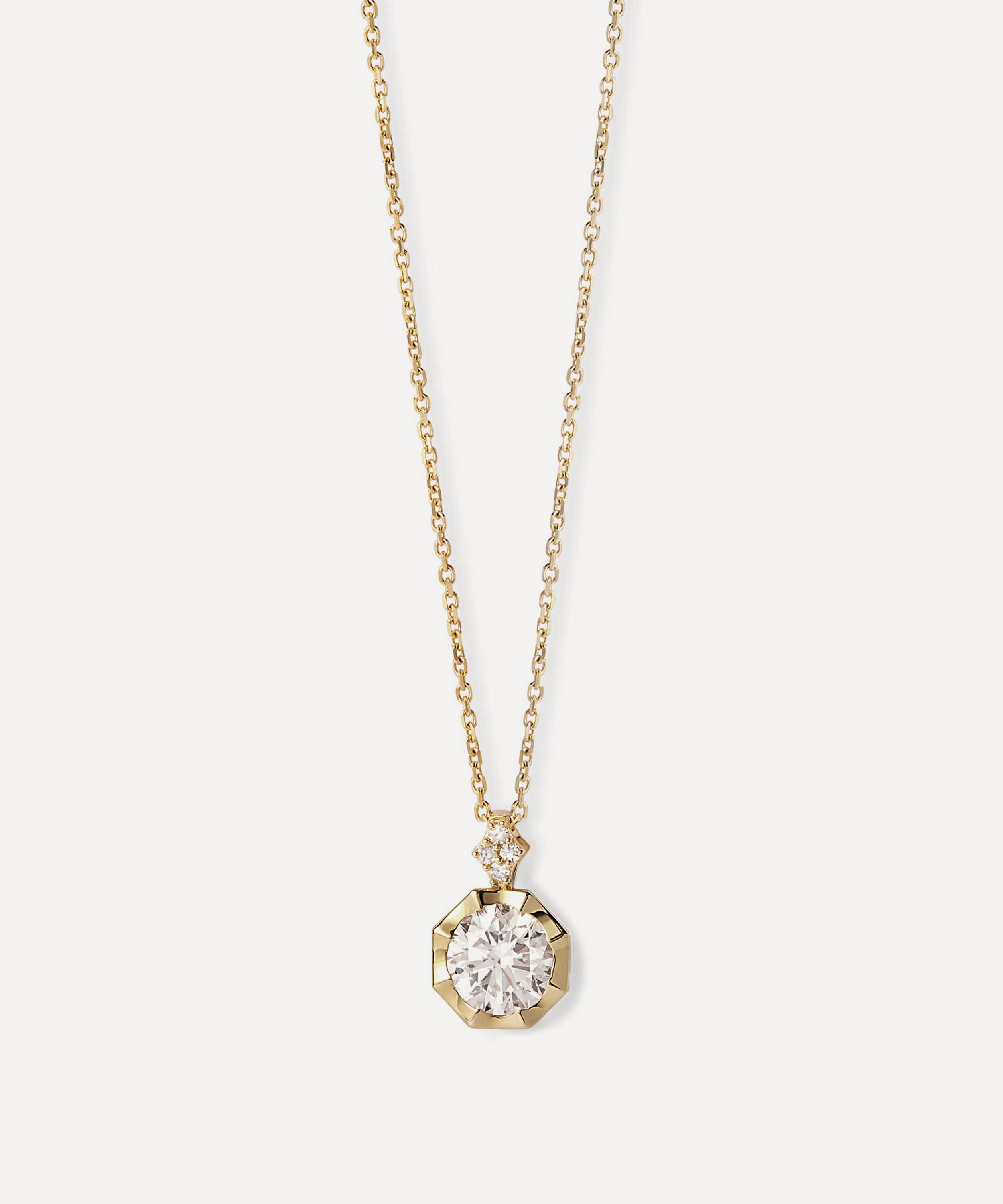 Astley Clarke - 14ct Gold Large Solitaire Diamond Pendant Necklace