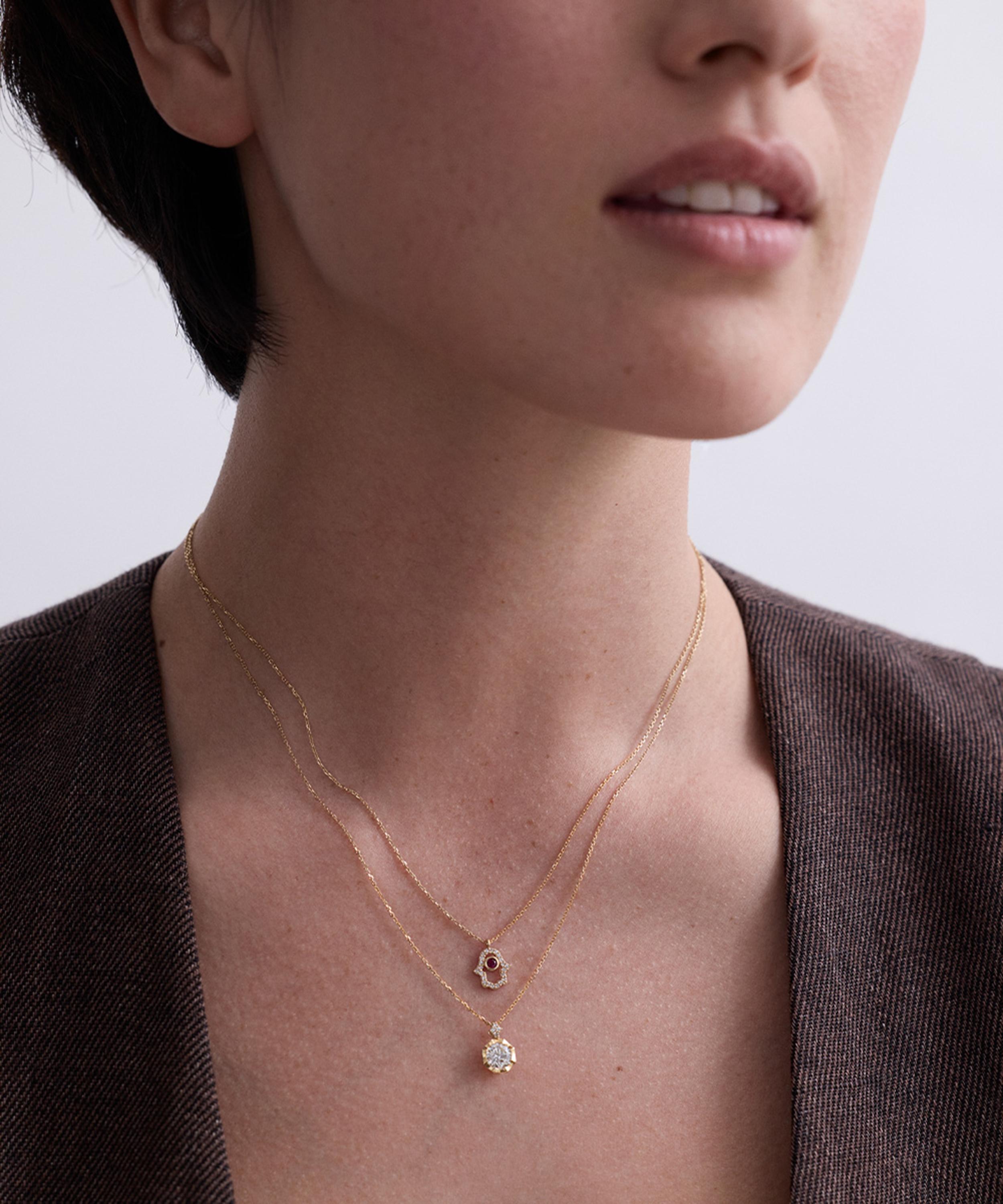 Astley Clarke - 14ct Gold Large Solitaire Diamond Pendant Necklace image number 2