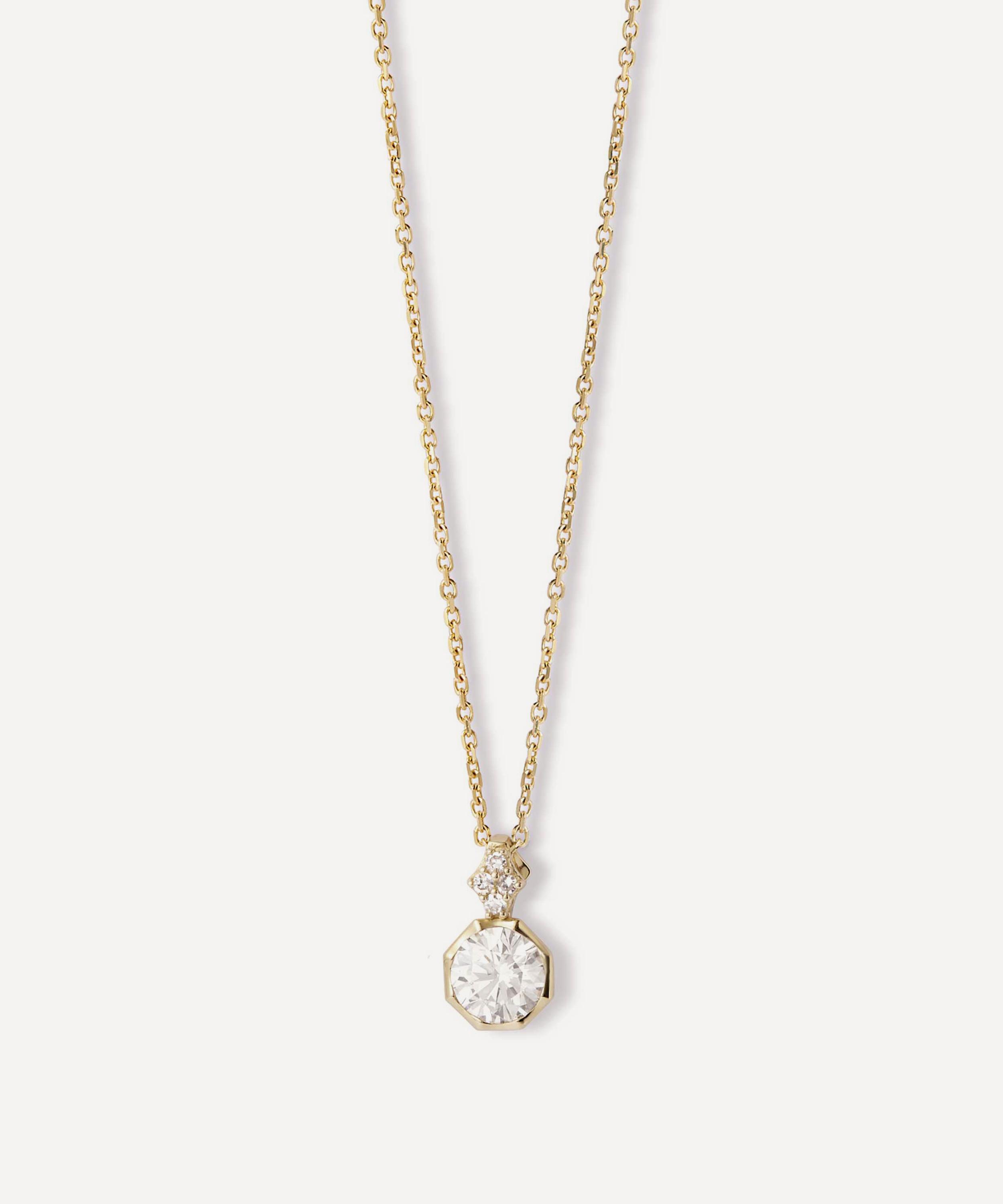 Astley Clarke - 14ct Gold Solitaire Diamond Pendant Necklace