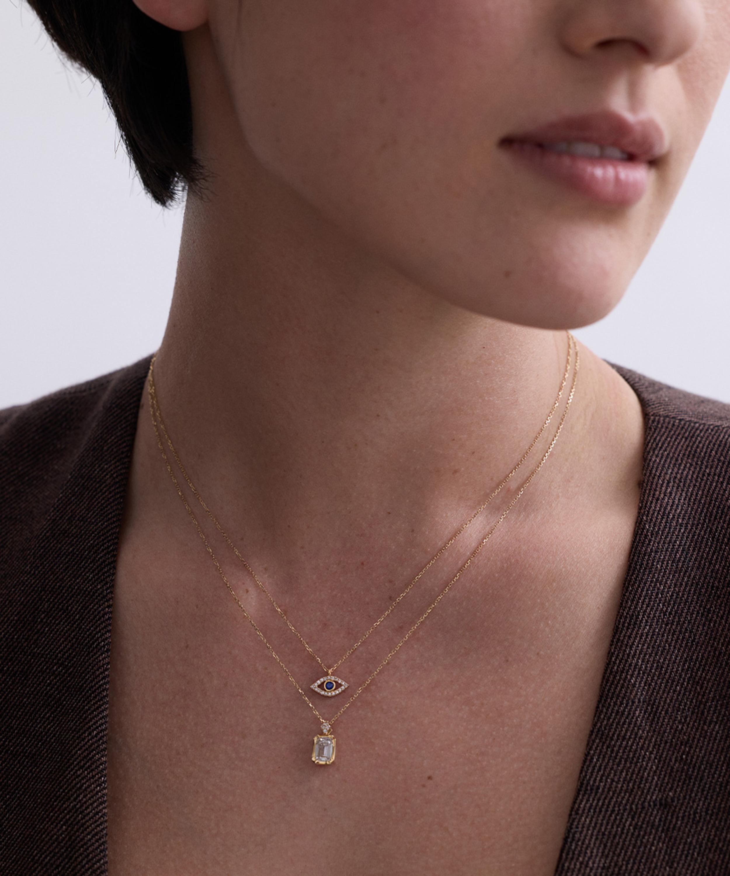 Astley Clarke - 14ct Gold Large Emerald Cut Diamond Pendant Necklace image number 2