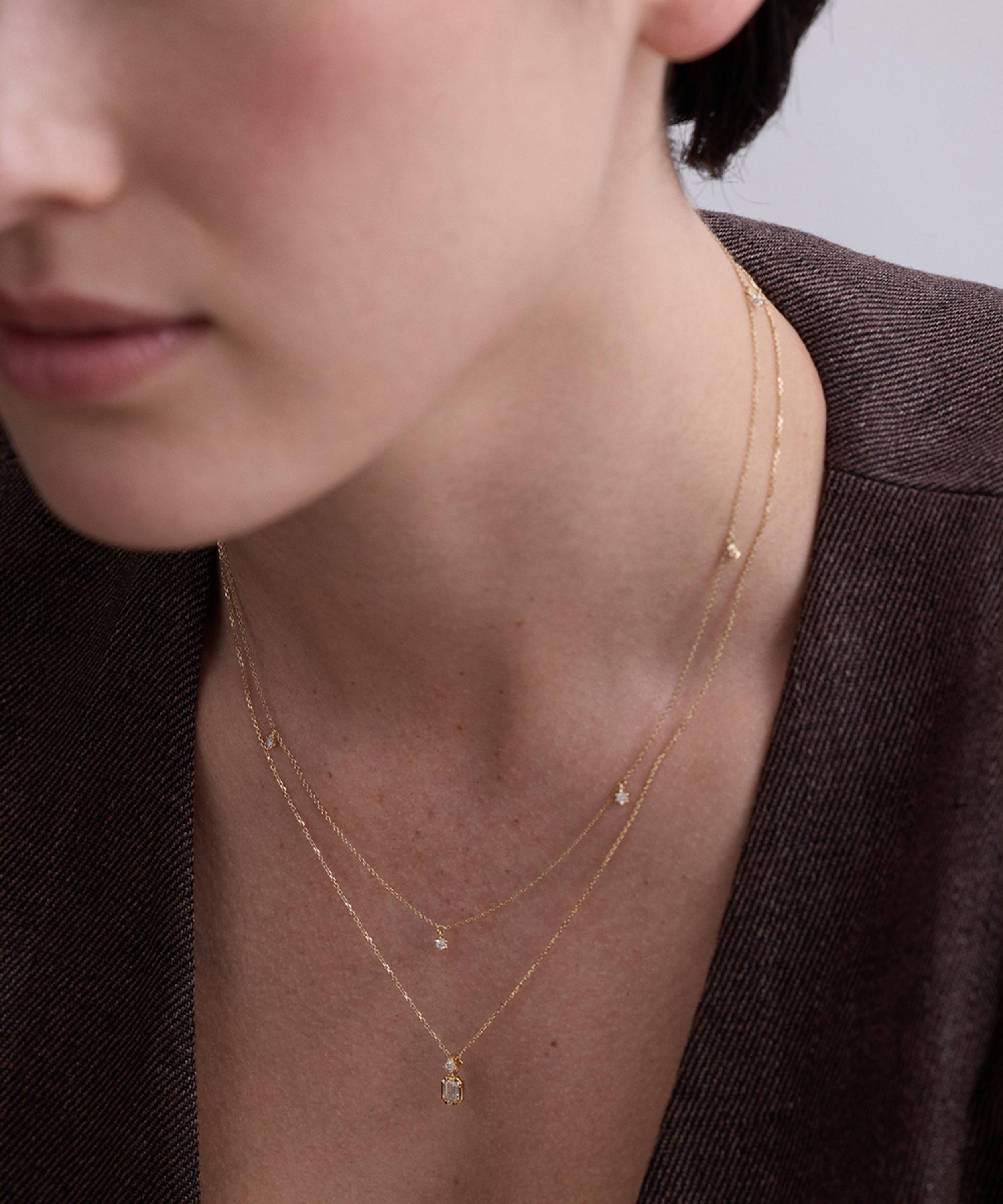 Astley Clarke - 14ct Gold Mini Emerald Cut Diamond Pendant Necklace image number 2