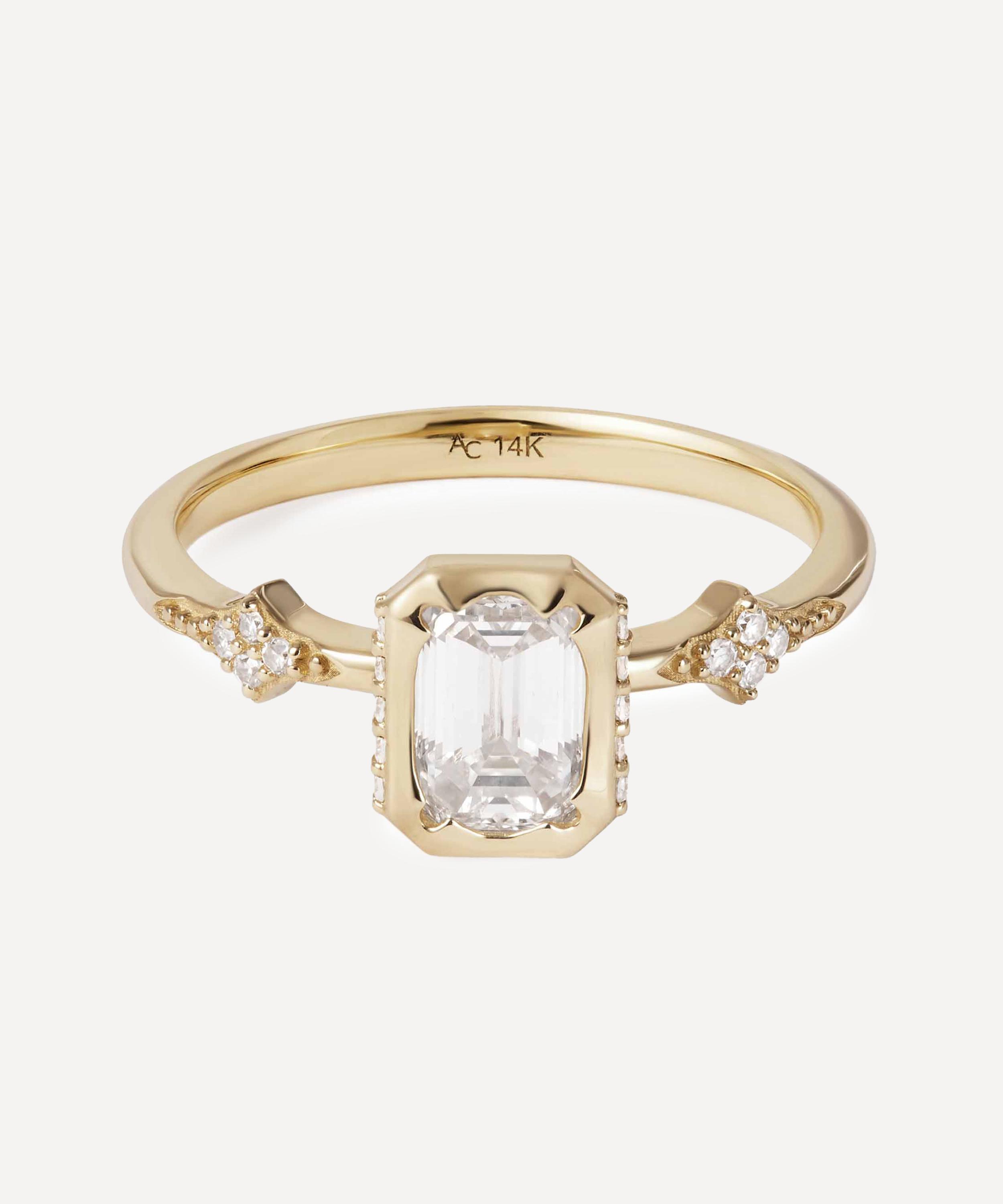 Astley Clarke - 14ct Gold Emerald Cut Diamond Ring