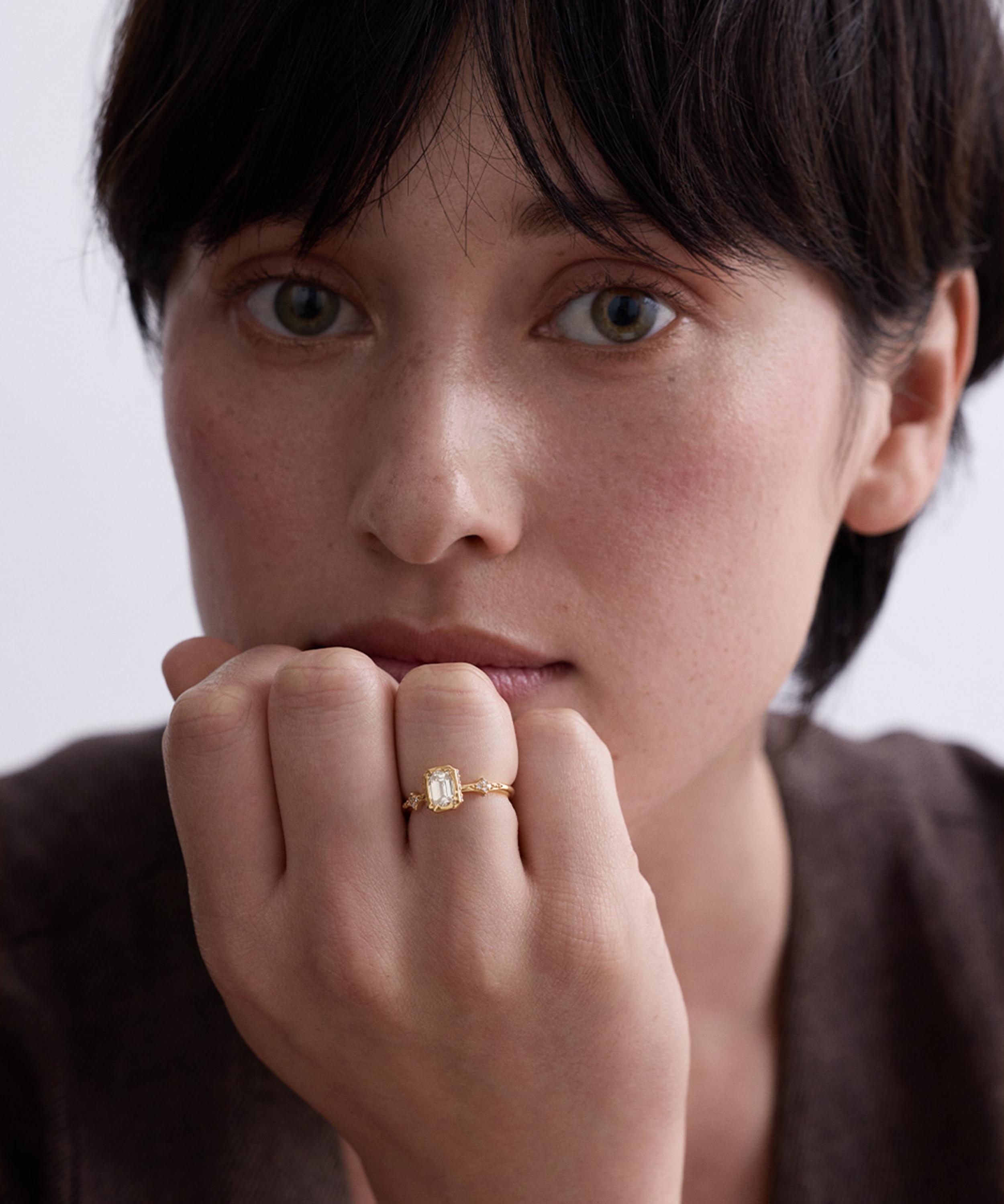 Astley Clarke - 14ct Gold Emerald Cut Diamond Ring image number 1