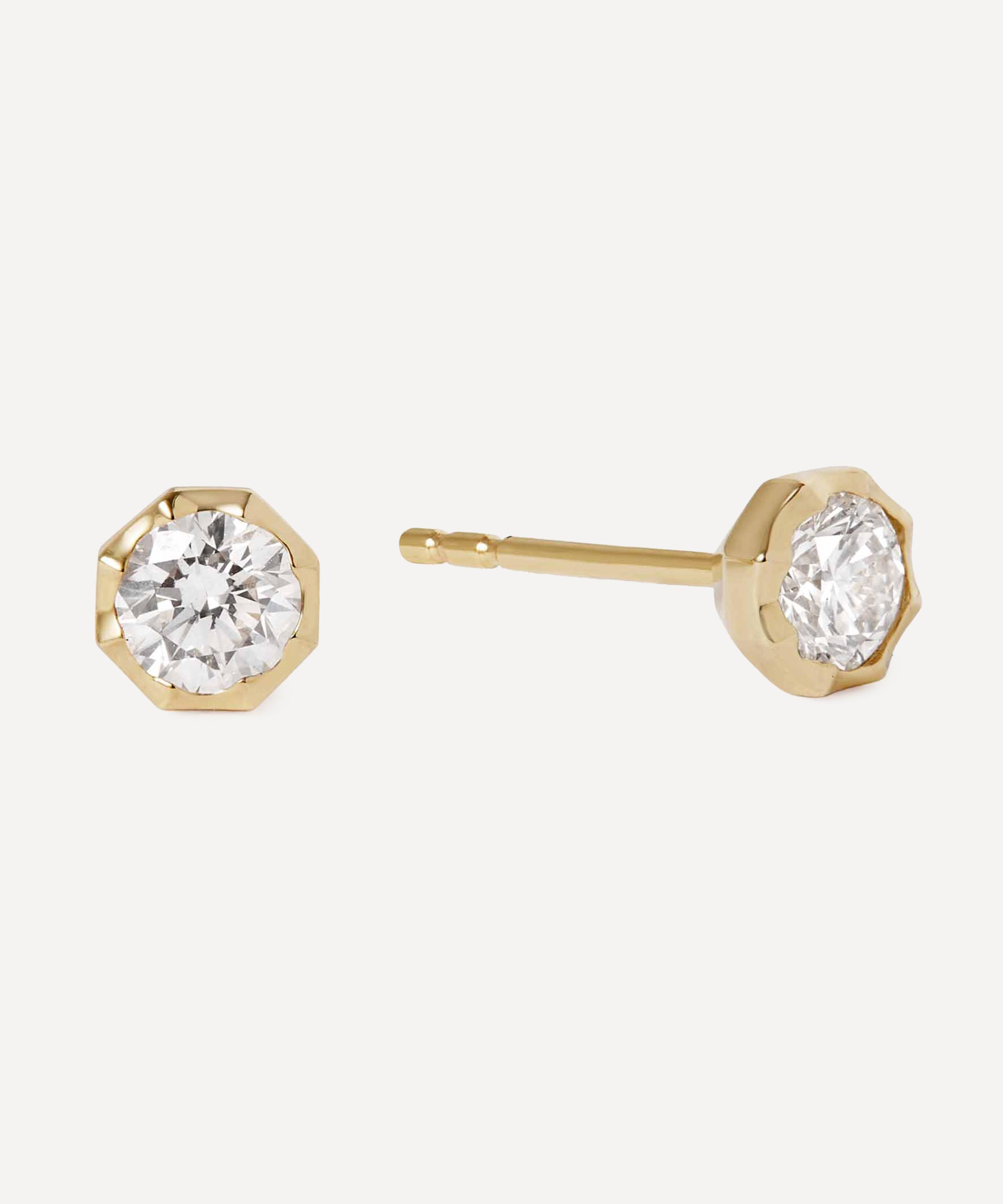 Astley Clarke - 14ct Gold Large Solitaire Diamond Stud Earrings