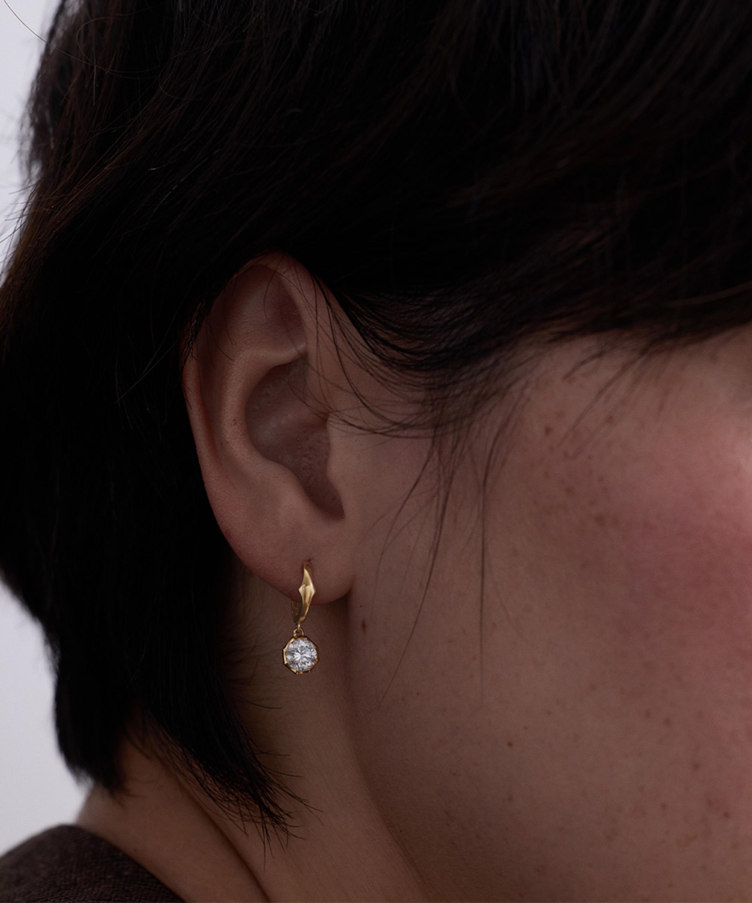 Astley Clarke - 14ct Gold Solitaire Diamond Drop Hoop Earrings image number 1