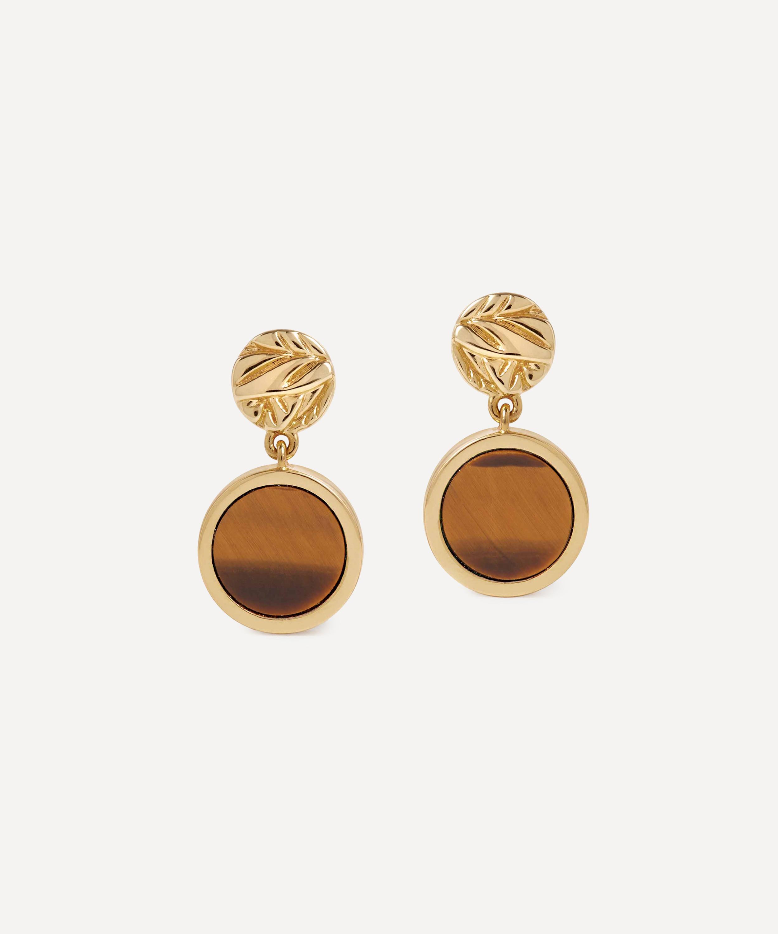 Astley Clarke - 18ct Gold-Plated Terra Tiger&rsquo;s Eye Stud Earrings image number 0