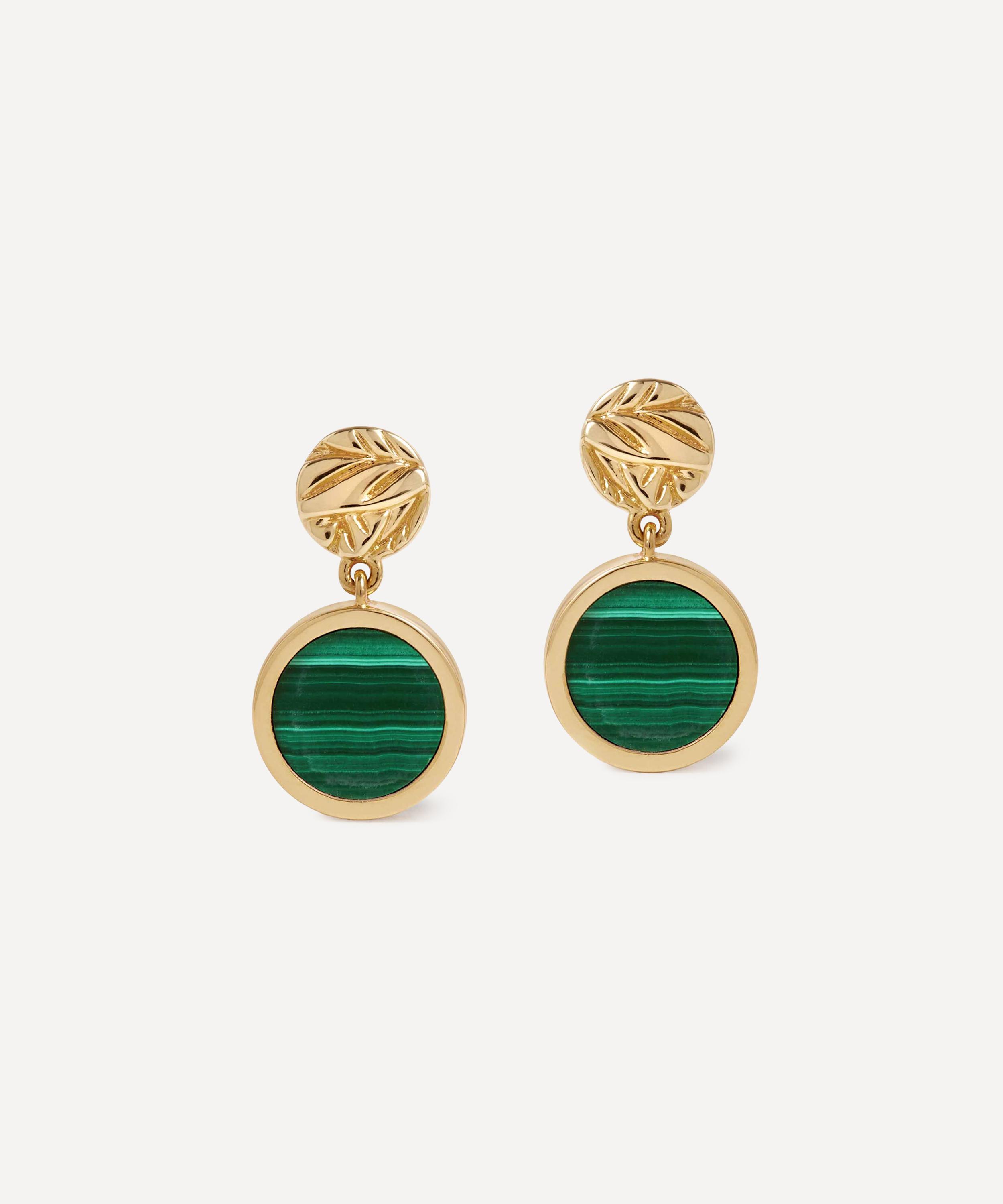 Astley Clarke - 18ct Gold-Plated Terra Malachite Stud Earrings image number 0