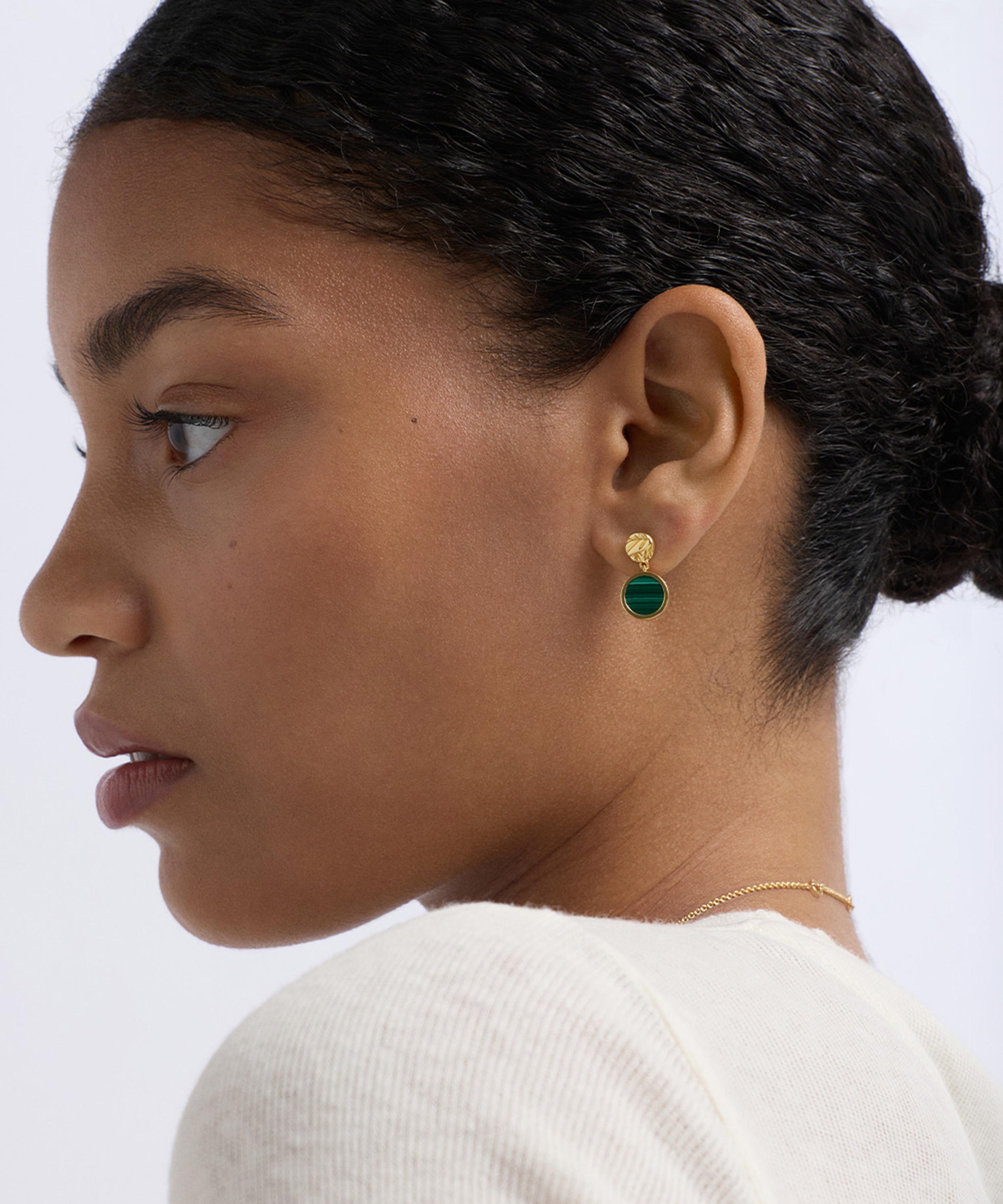 Astley Clarke - 18ct Gold-Plated Terra Malachite Stud Earrings image number 1
