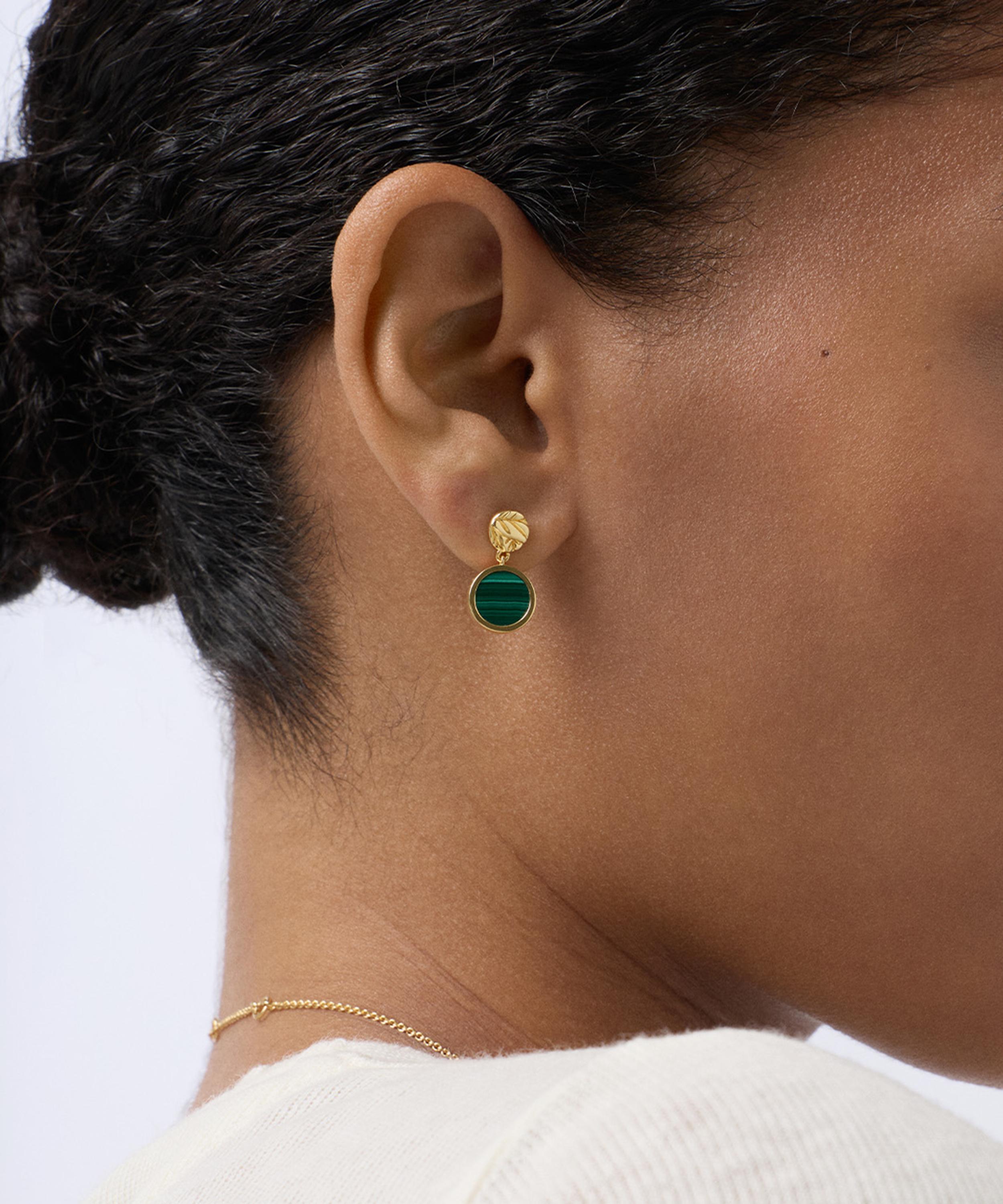 Astley Clarke - 18ct Gold-Plated Terra Malachite Stud Earrings image number 2