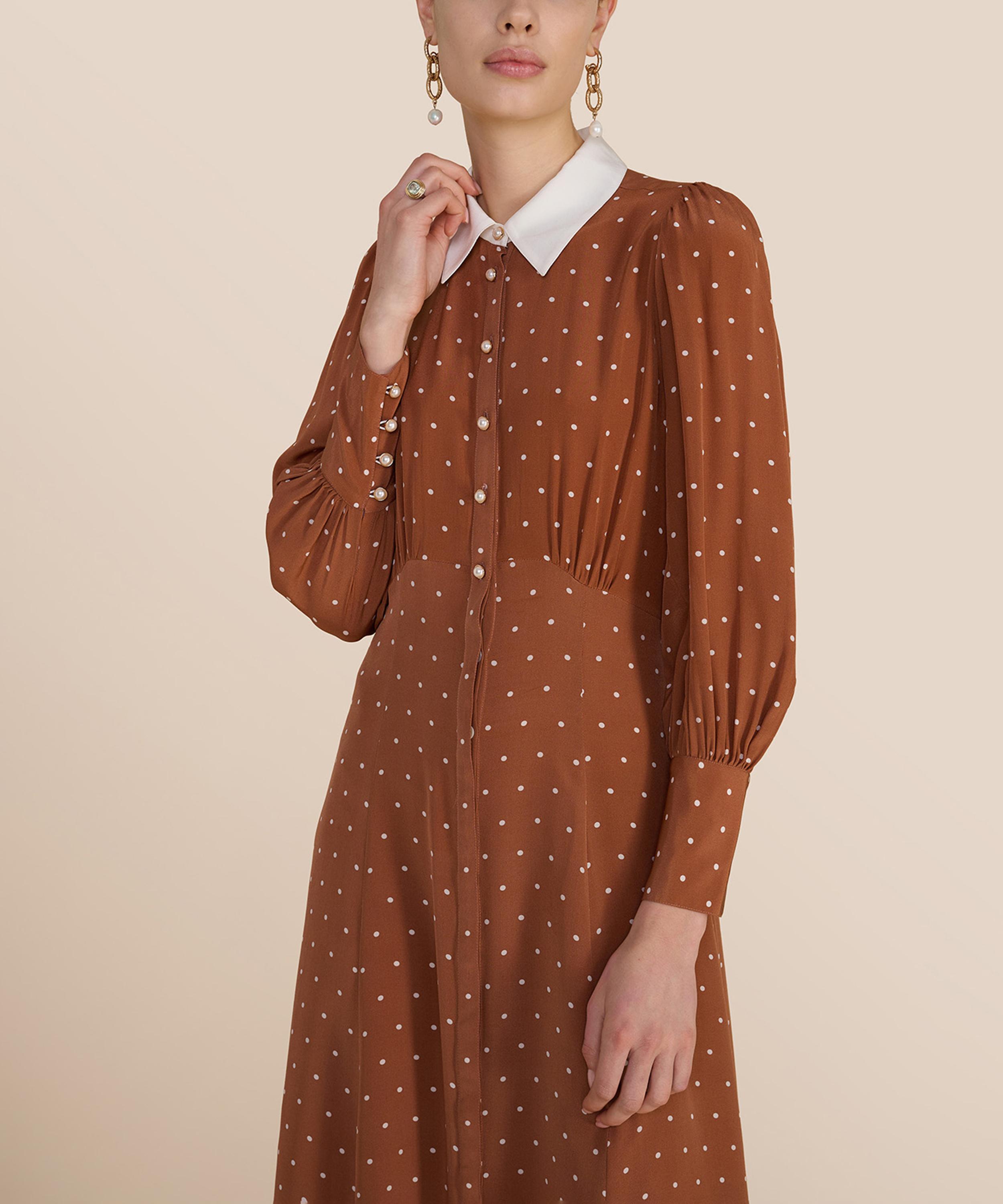 Beulah - Calla Tan Polka-Dot Dress image number 3
