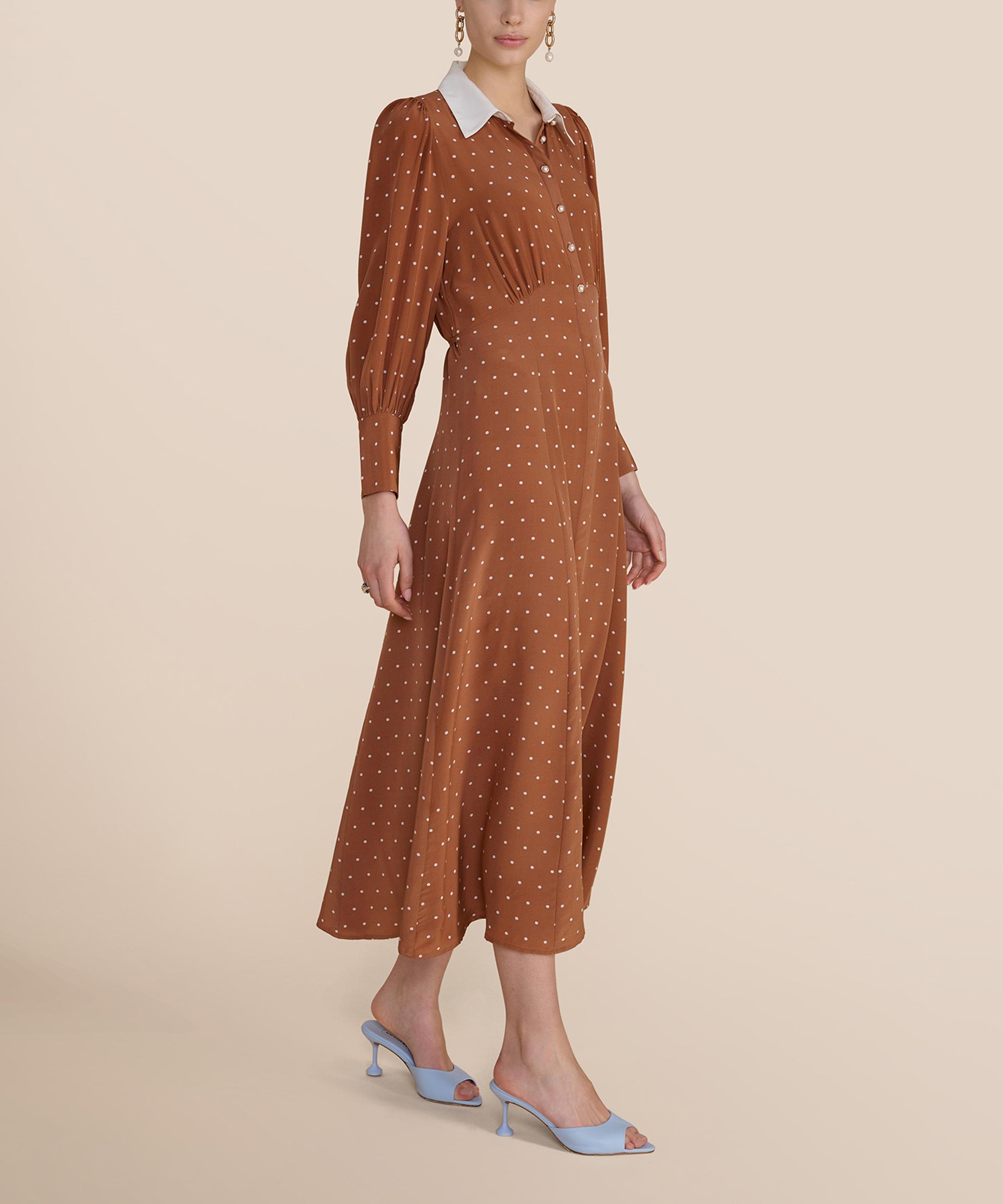 Beulah - Calla Tan Polka-Dot Dress image number 6