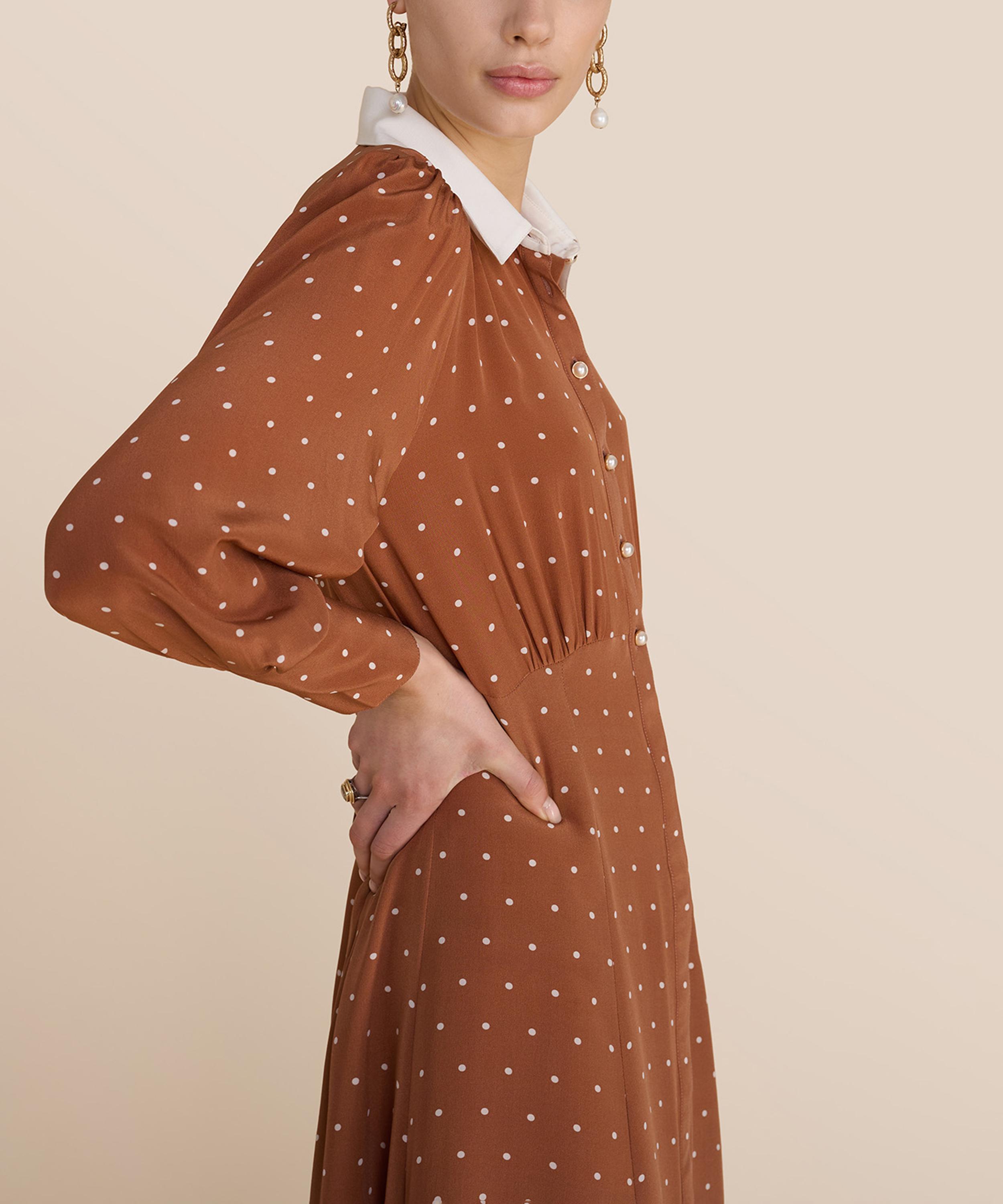 Beulah - Calla Tan Polka-Dot Dress image number 7