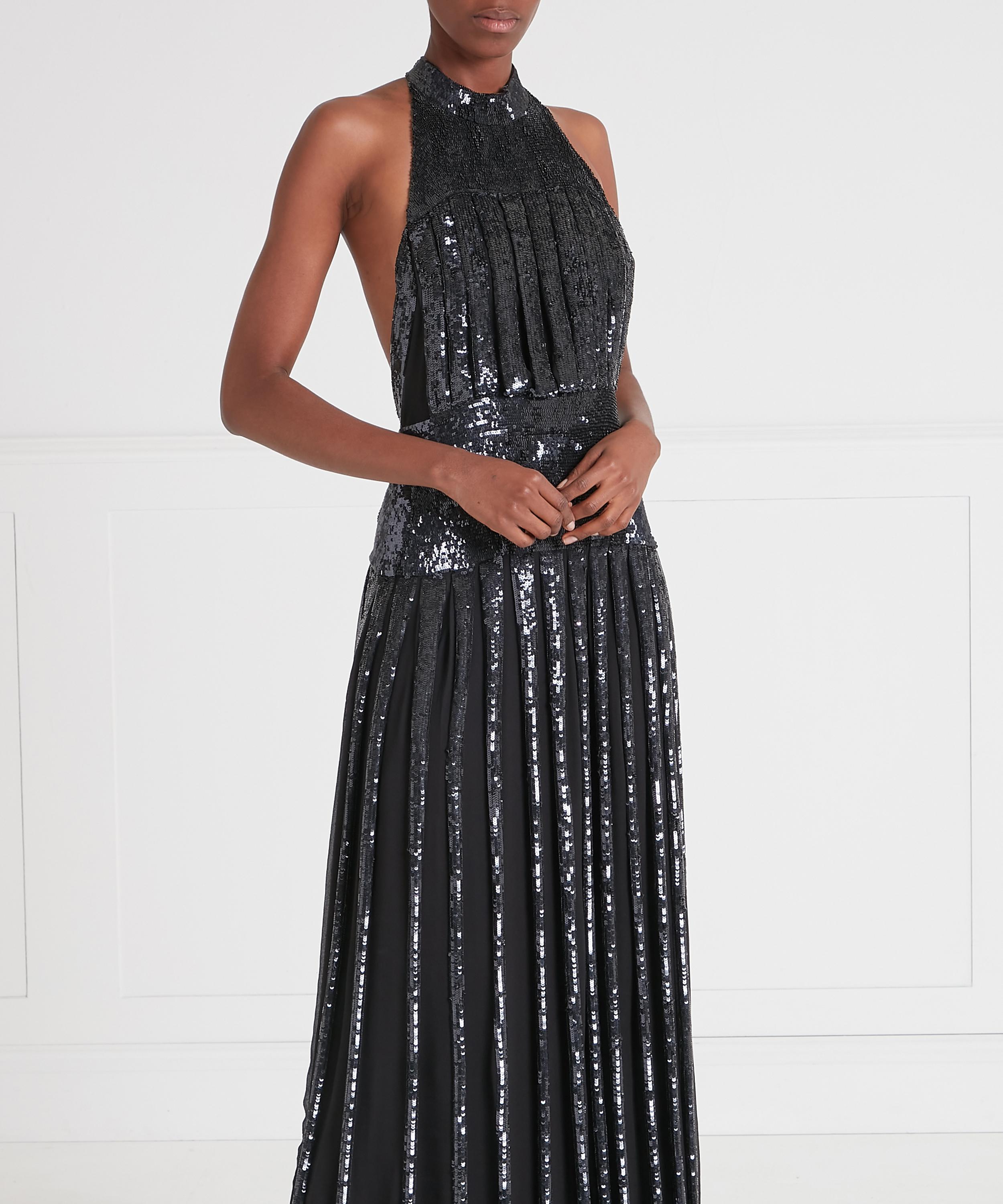 Temperley London - Filigree Sequin Halter Maxi Dress image number 2