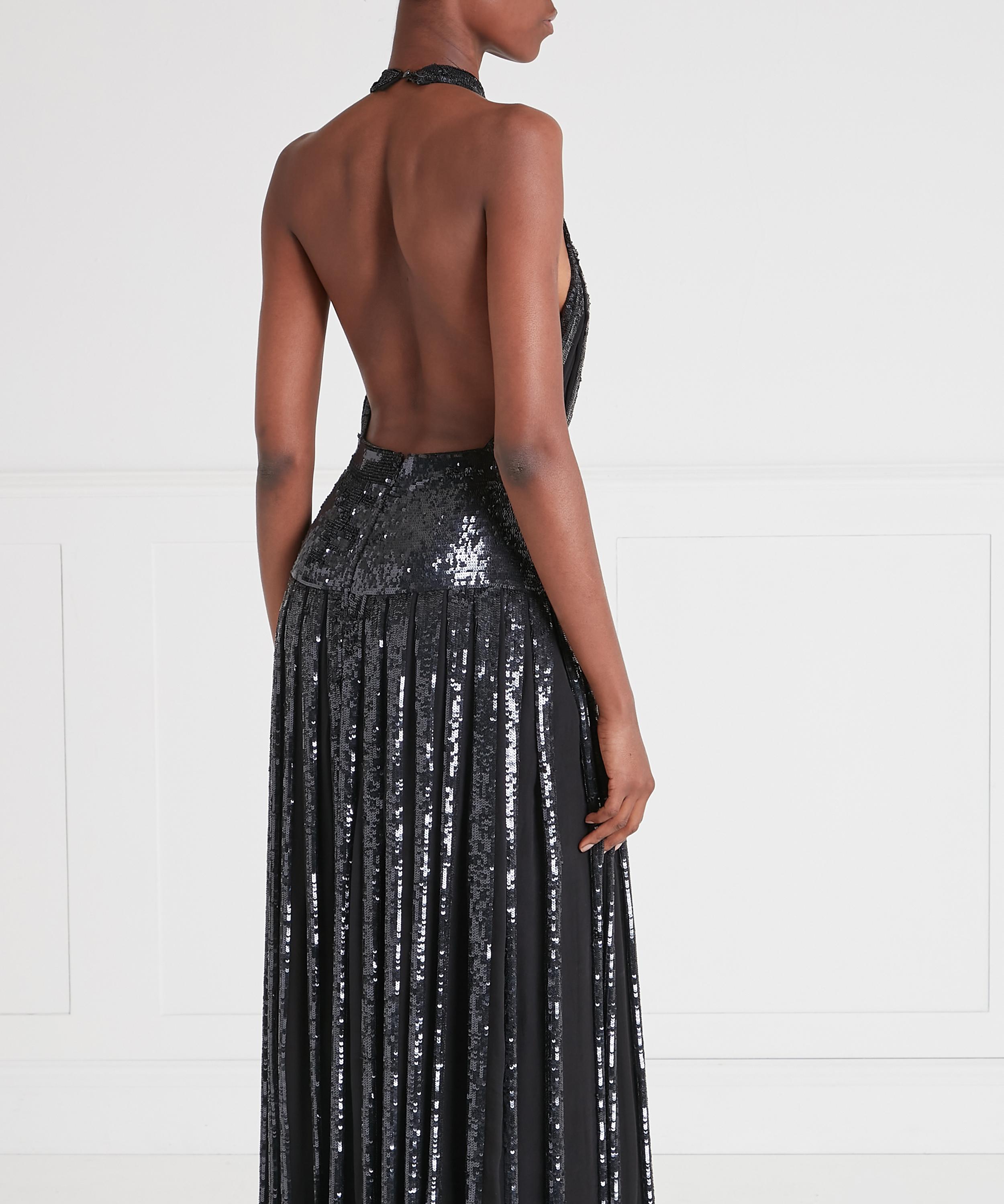 Temperley London - Filigree Sequin Halter Maxi Dress image number 3