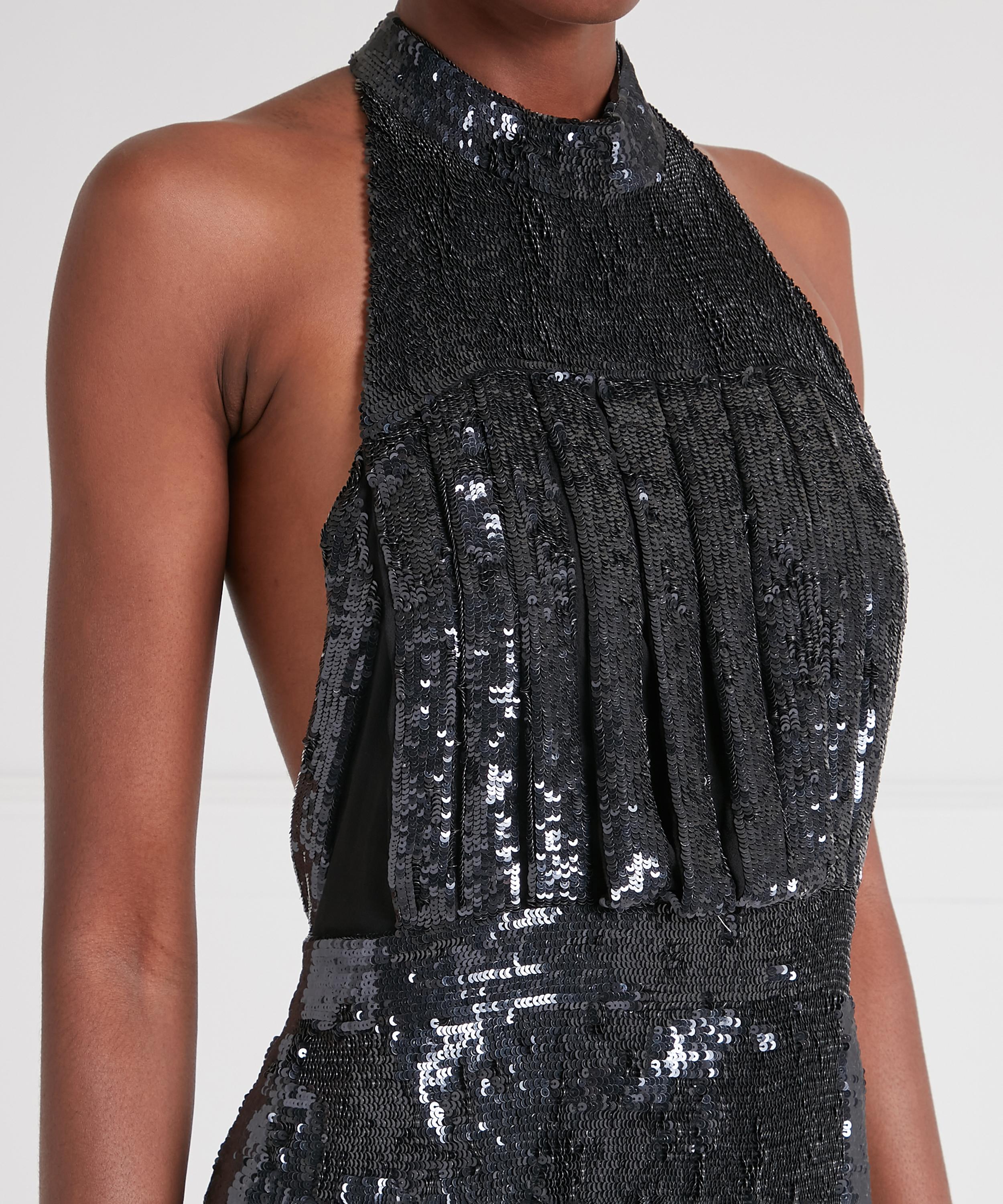 Temperley London - Filigree Sequin Halter Maxi Dress image number 4