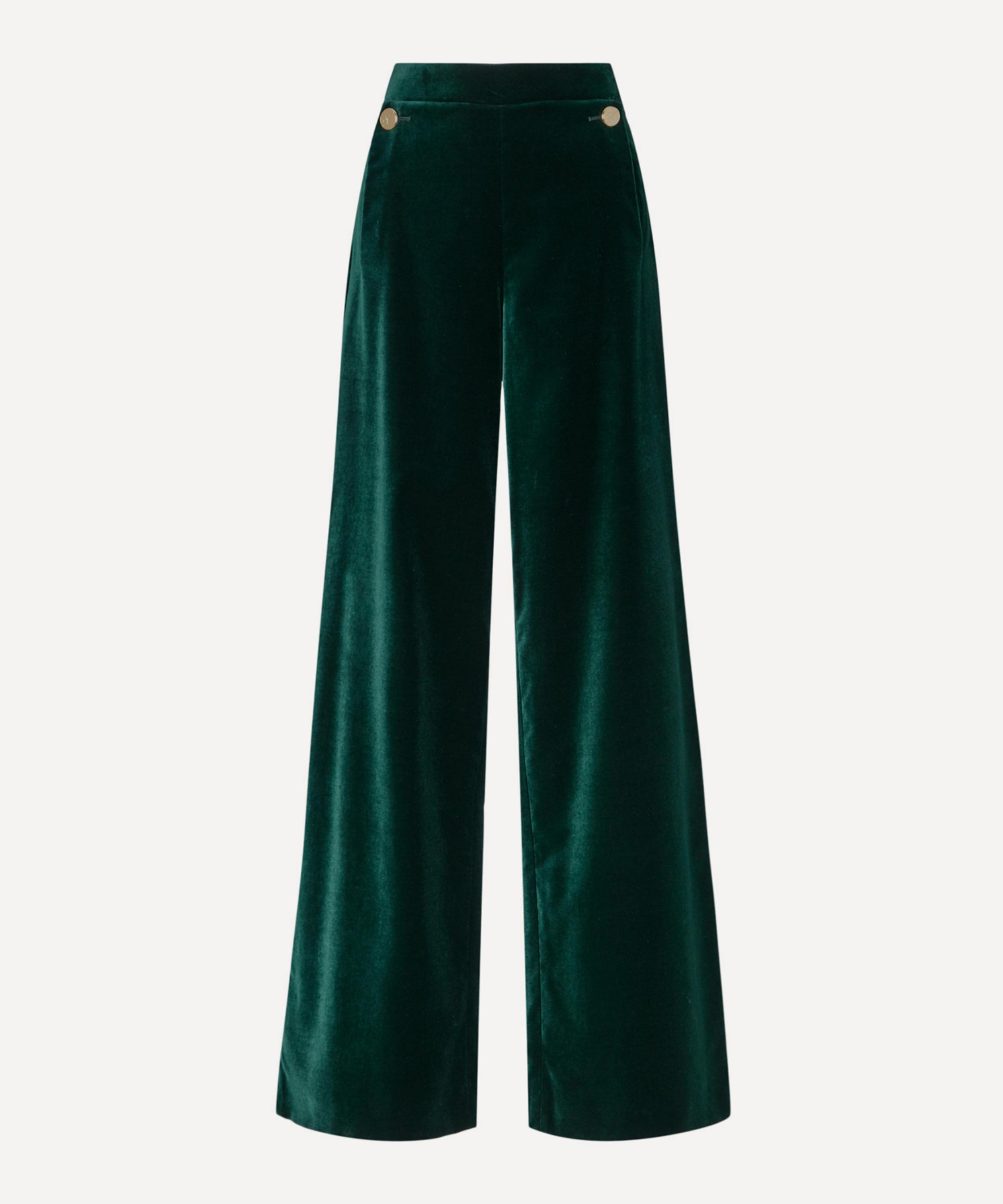 Temperley London - Clove Emerald Velvet Waisted Trousers&nbsp;