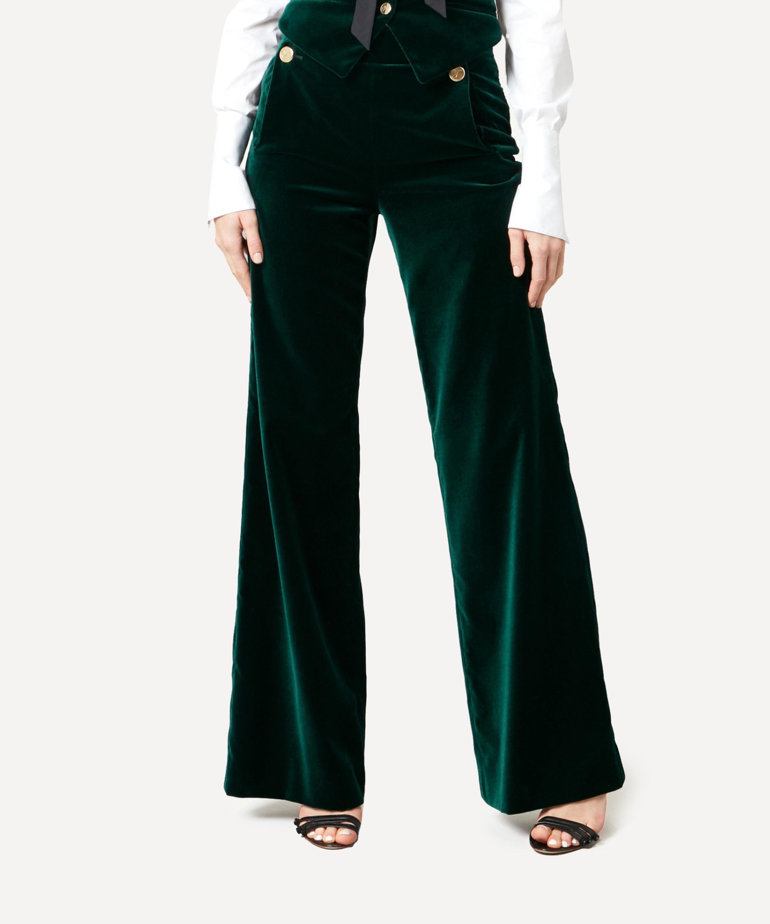 Temperley London - Clove Emerald Velvet Waisted Trousers&nbsp; image number 1