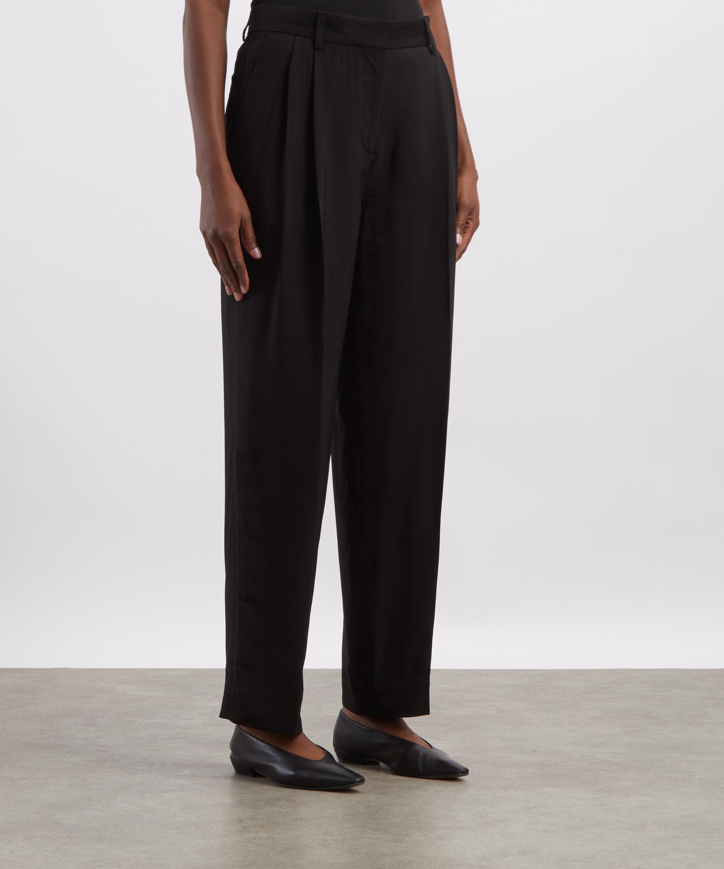 Toteme - Black Double-Pleat Fluid Trousers image number 2