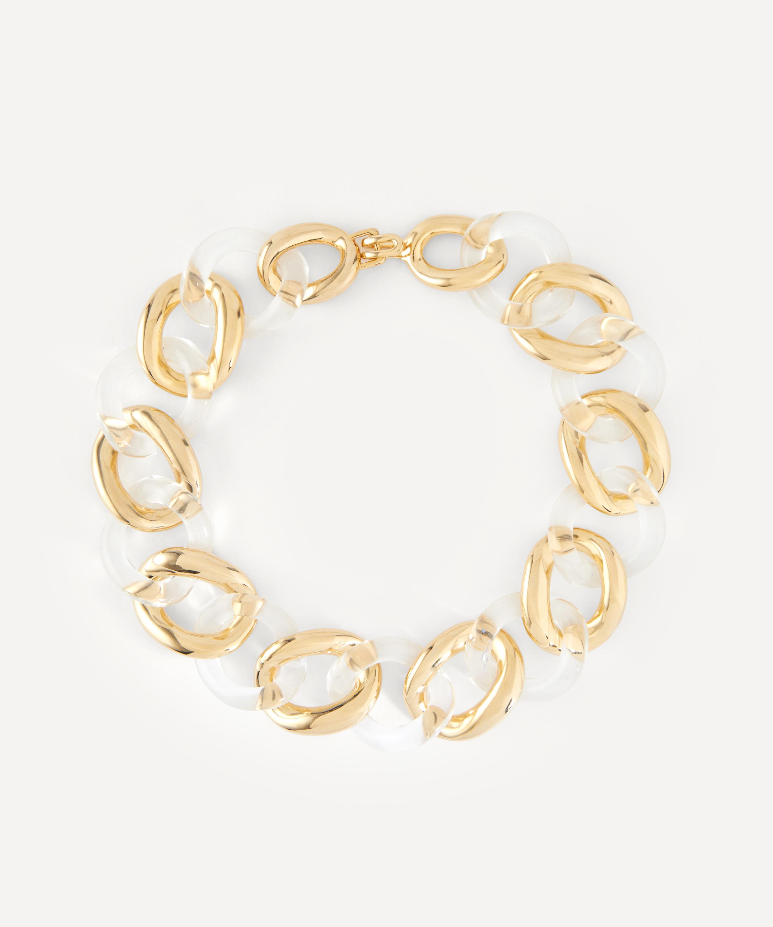 Kenneth Jay Lane - Gold-Plated Clear Resin Link Necklace image number 0