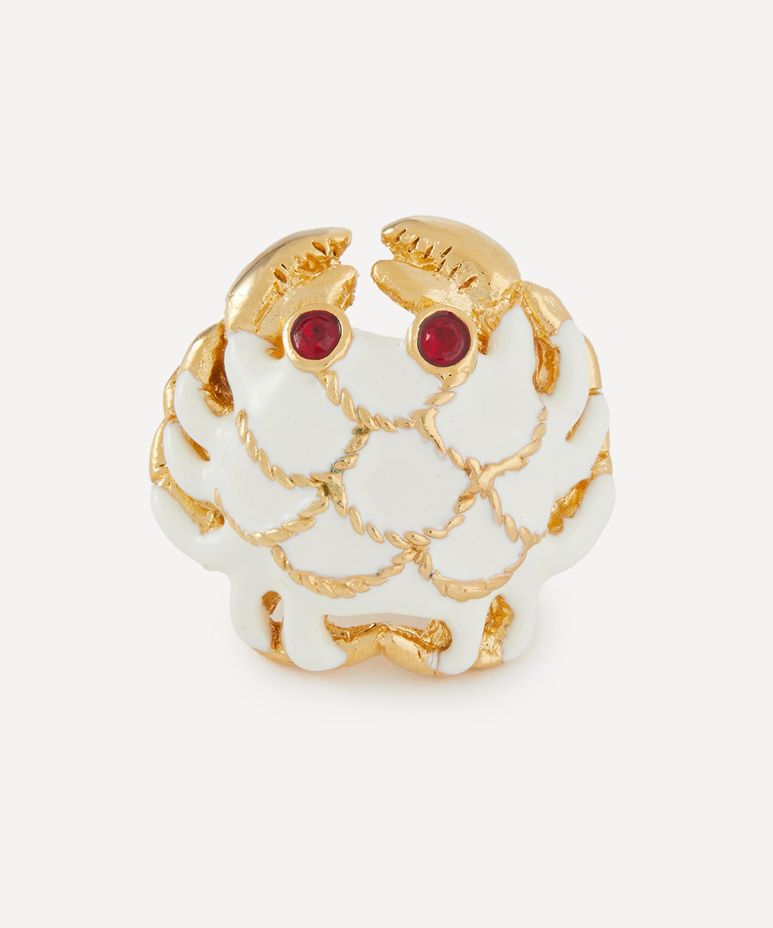 Kenneth Jay Lane - Gold-Plated Crab Ring with Ruby-Effect Eyes image number 0
