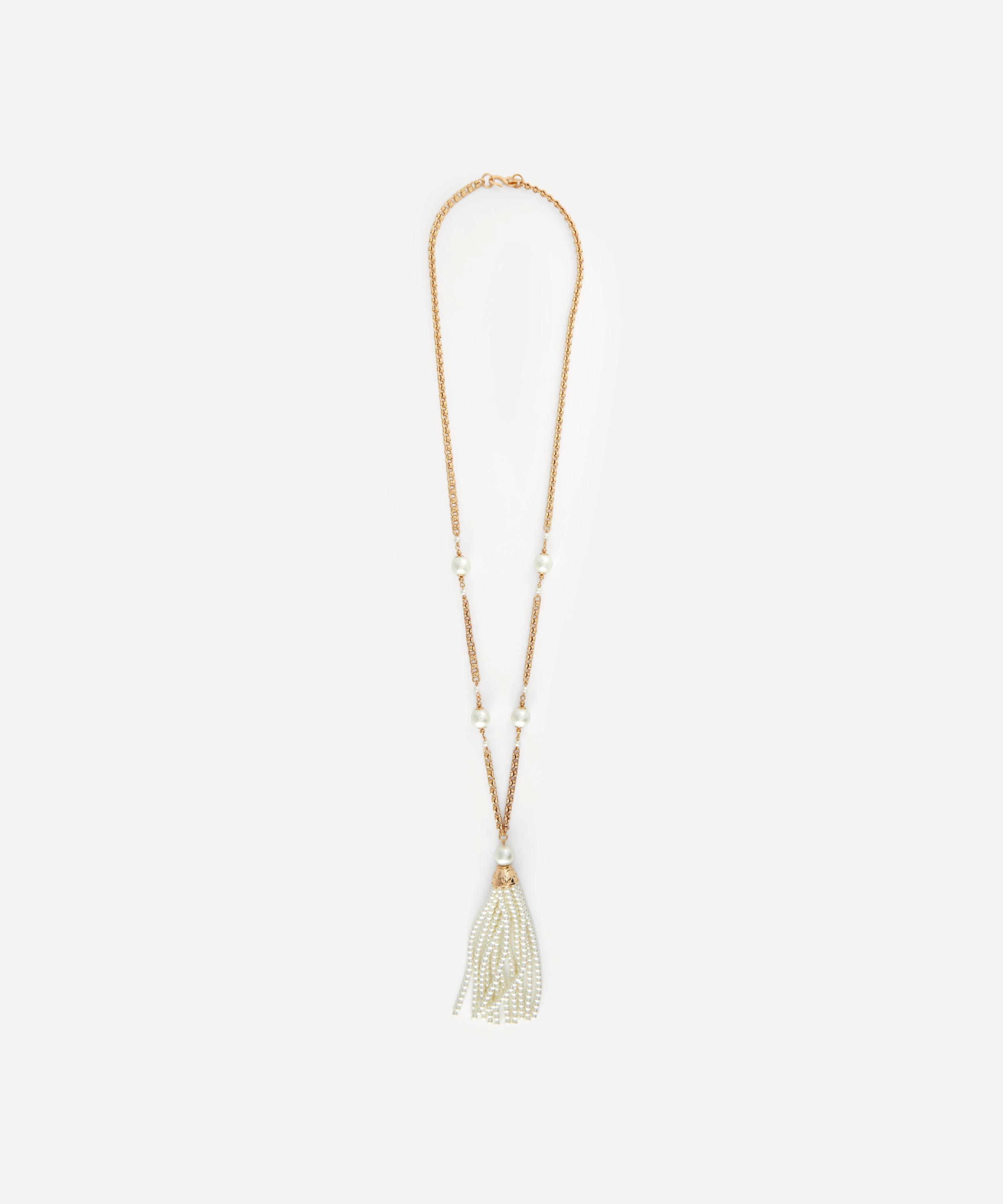 Kenneth Jay Lane - Gold-Plated Pearl Tassel Necklace image number 0