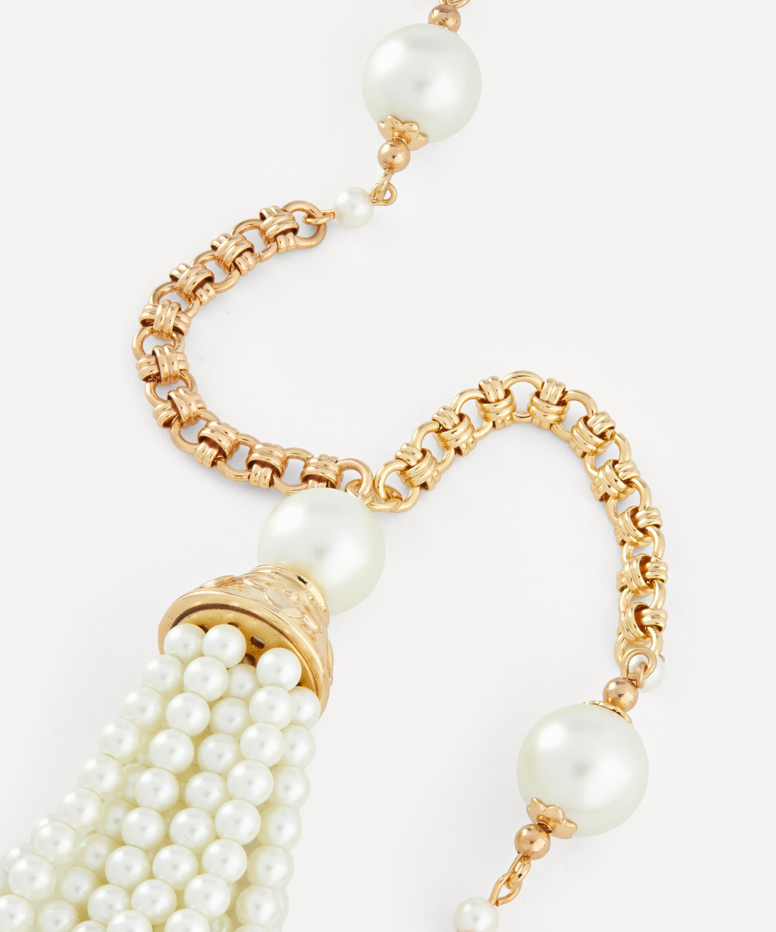 Kenneth Jay Lane - Gold-Plated Pearl Tassel Necklace image number 1