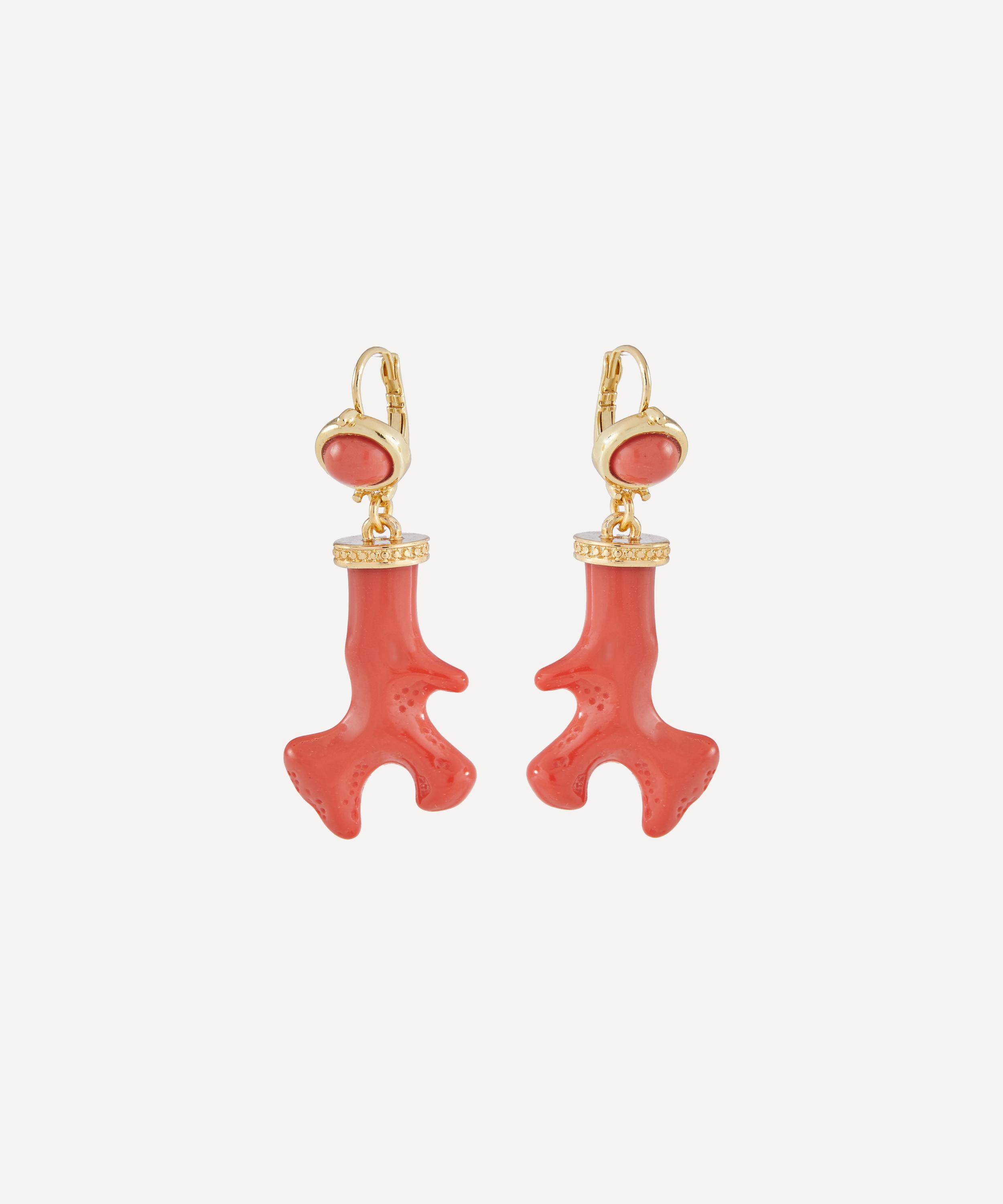 Kenneth Jay Lane - Dark Coral Resin Branch Drop Earrings image number 0