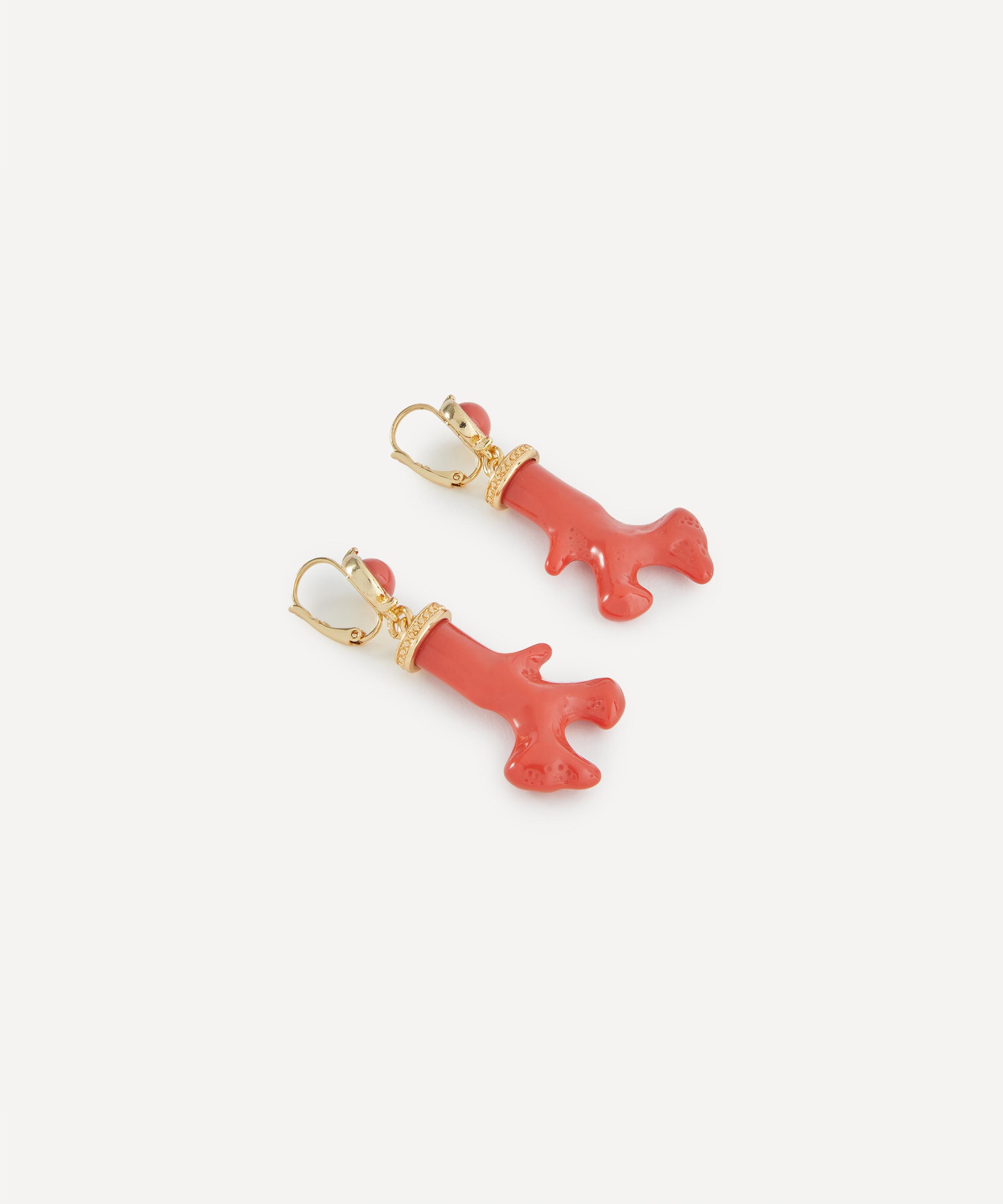 Kenneth Jay Lane - Dark Coral Resin Branch Drop Earrings image number 1
