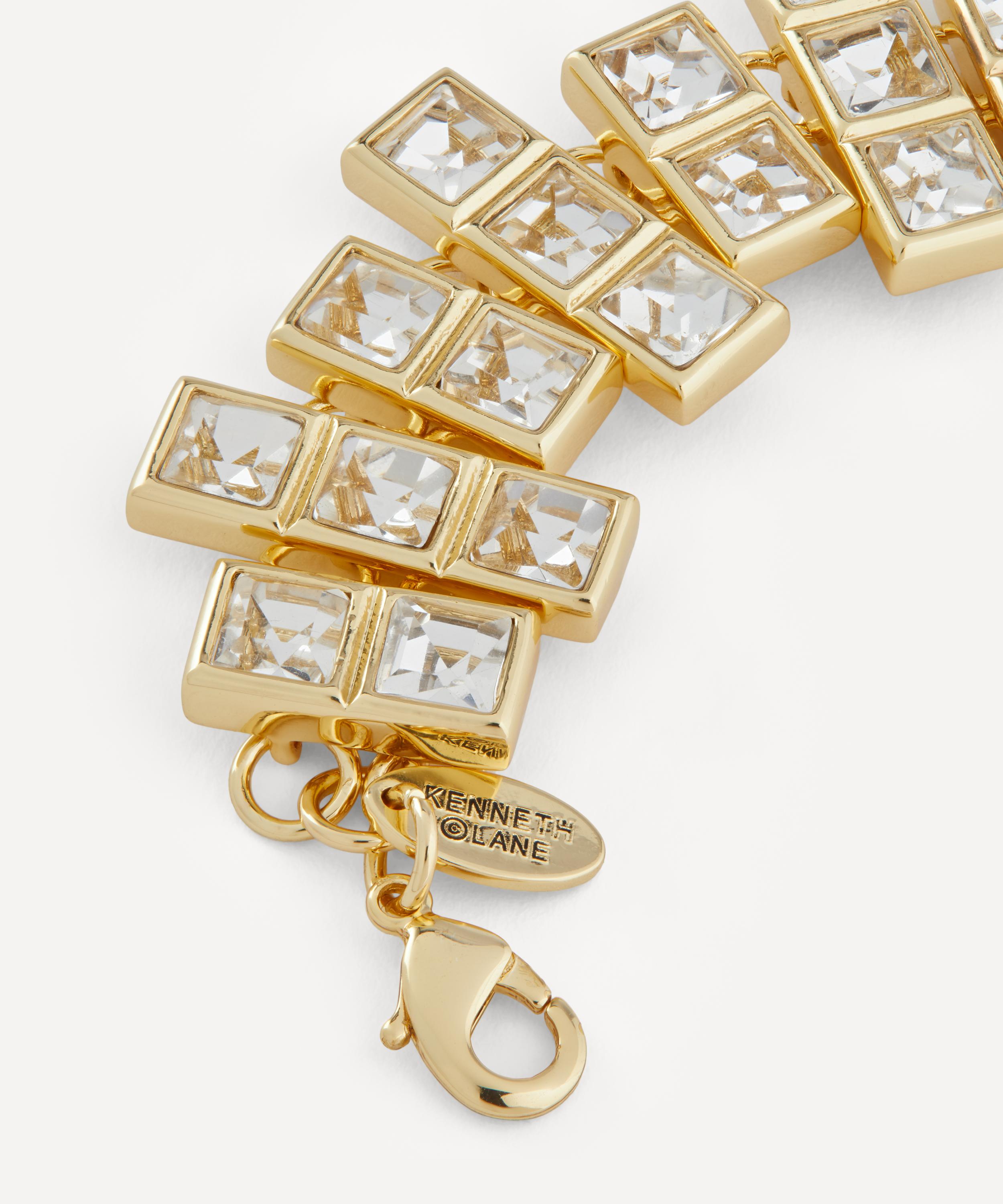 Kenneth Jay Lane - Gold-Plated Square Crystal Lobster Claw Bracelet image number 1