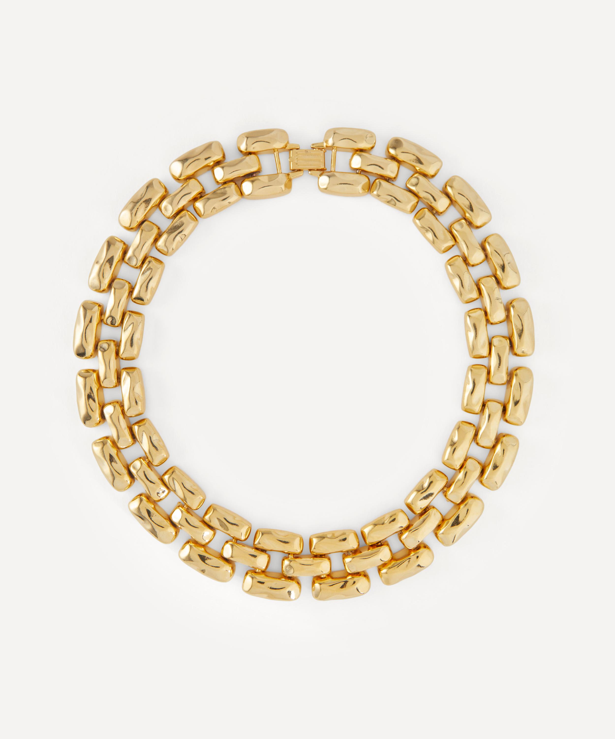 Kenneth Jay Lane - Gold-Plated Hammered Bar Three-Row Necklace image number 0