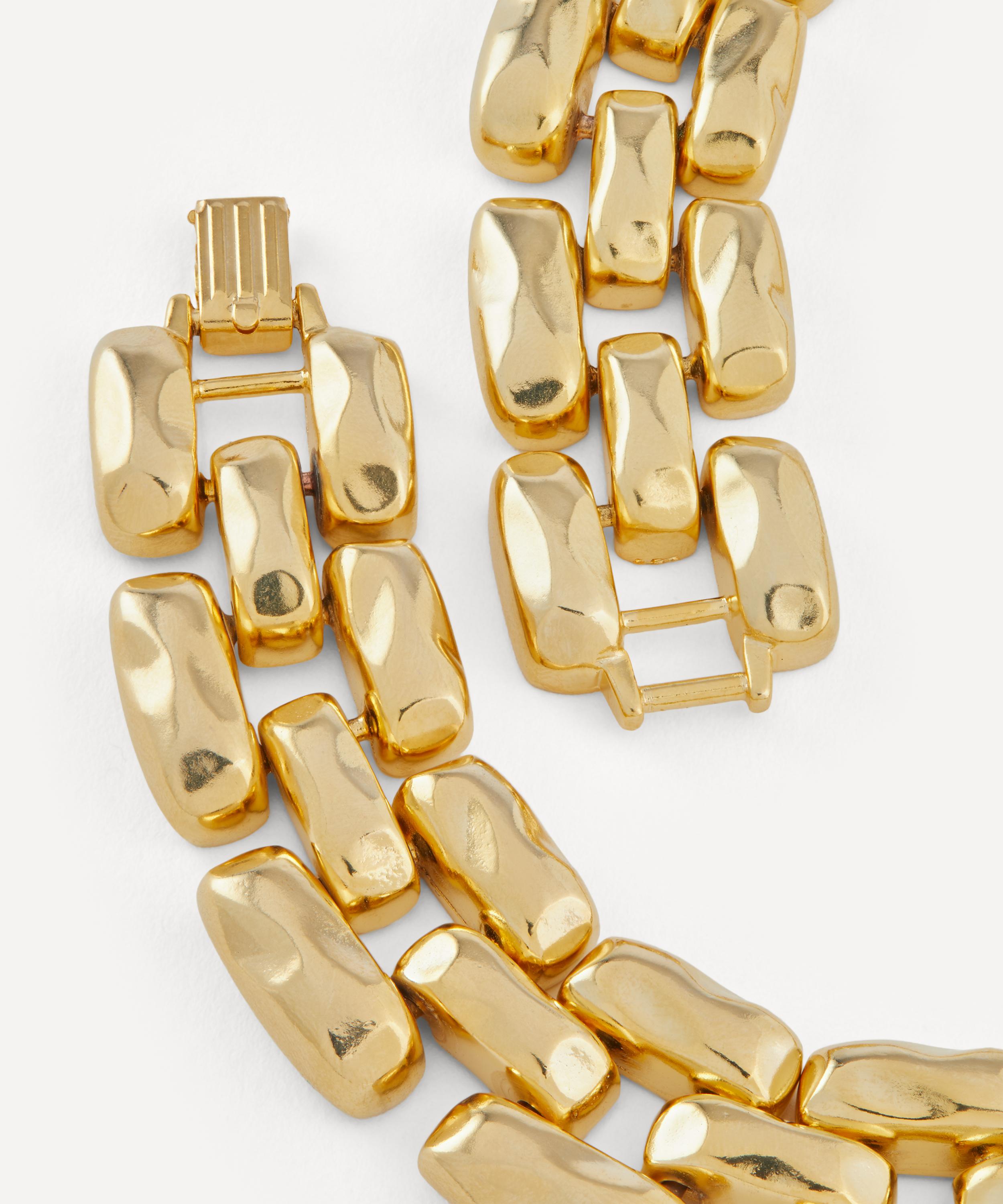 Kenneth Jay Lane - Gold-Plated Hammered Bar Three-Row Necklace image number 1
