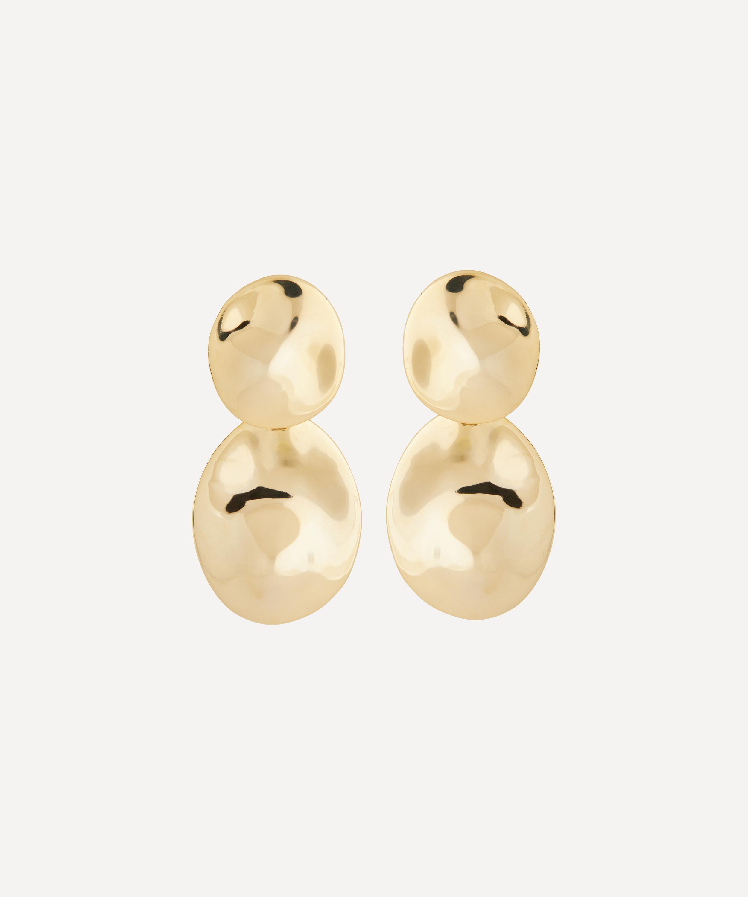 Kenneth Jay Lane - Gold-Plated Dimpled Disc Drop Clip-On Earrings image number 0