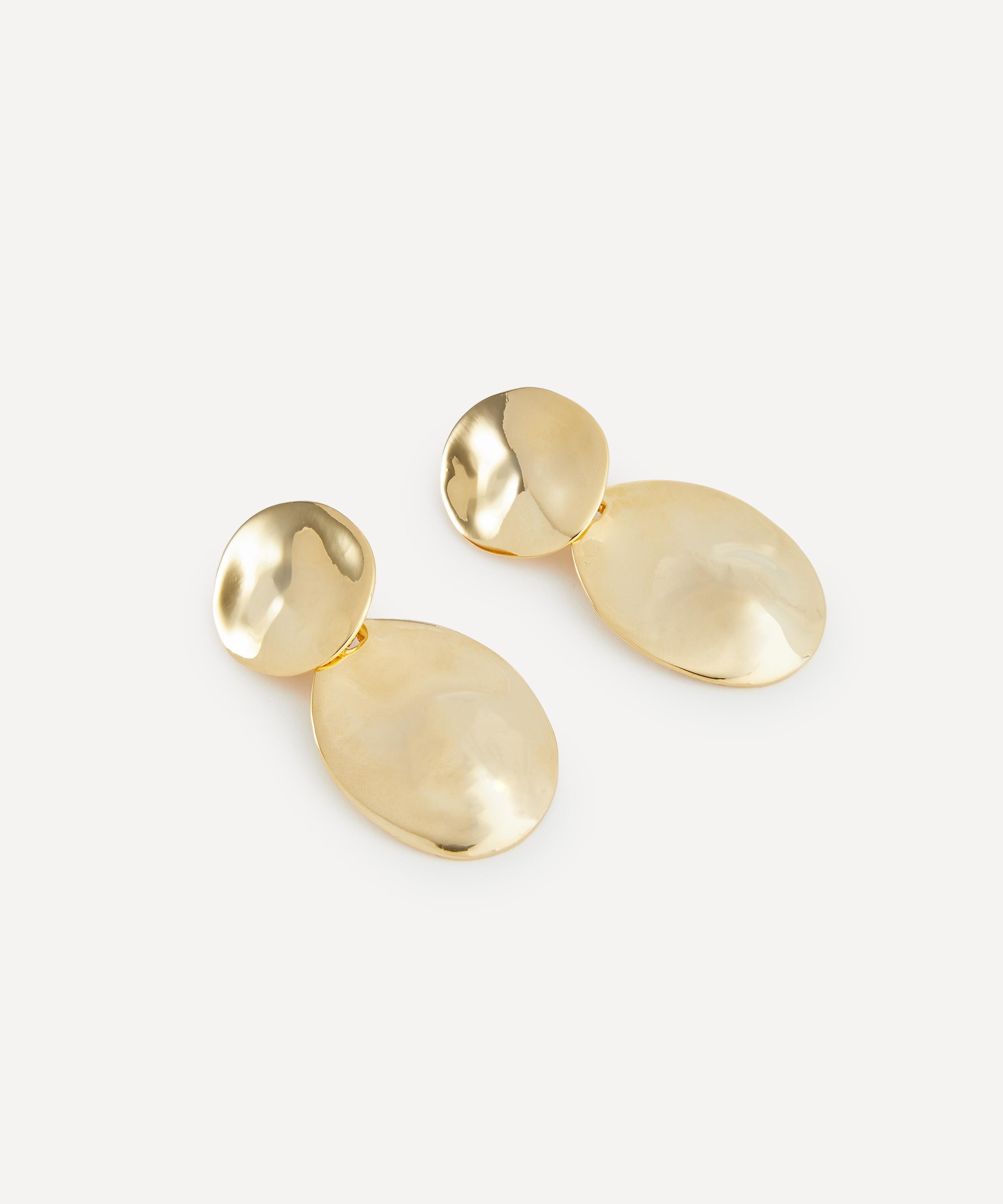 Kenneth Jay Lane - Gold-Plated Dimpled Disc Drop Clip-On Earrings image number 1