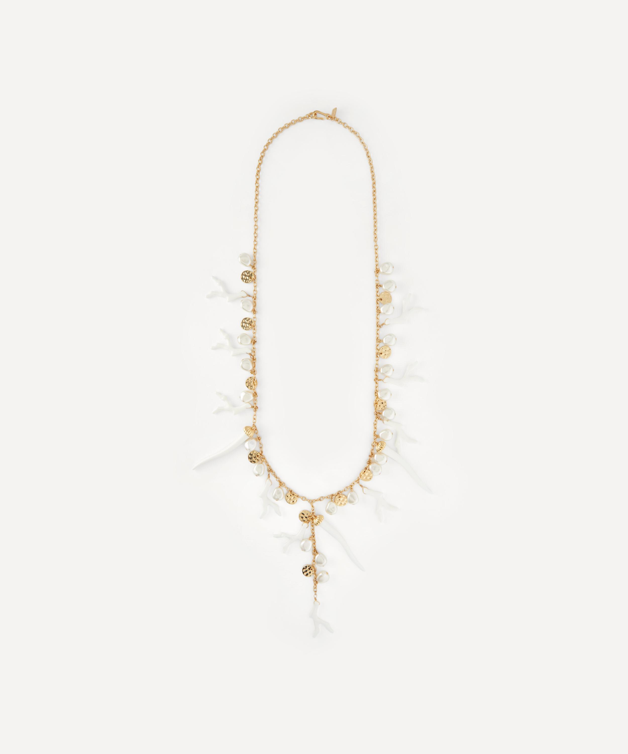 Kenneth Jay Lane - Gold-Plated Coin and Coral Charm Necklace image number 0