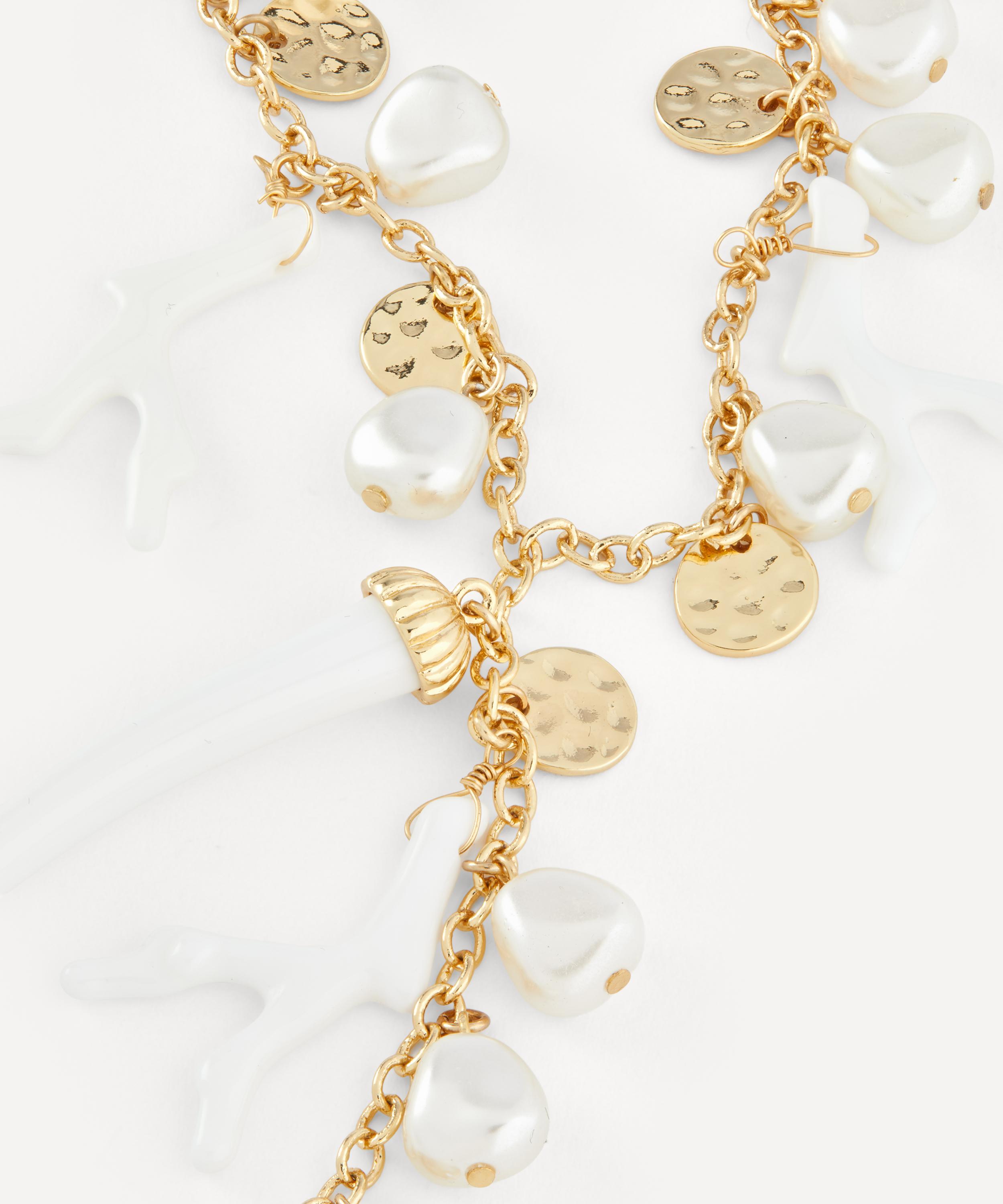 Kenneth Jay Lane - Gold-Plated Coin and Coral Charm Necklace image number 1
