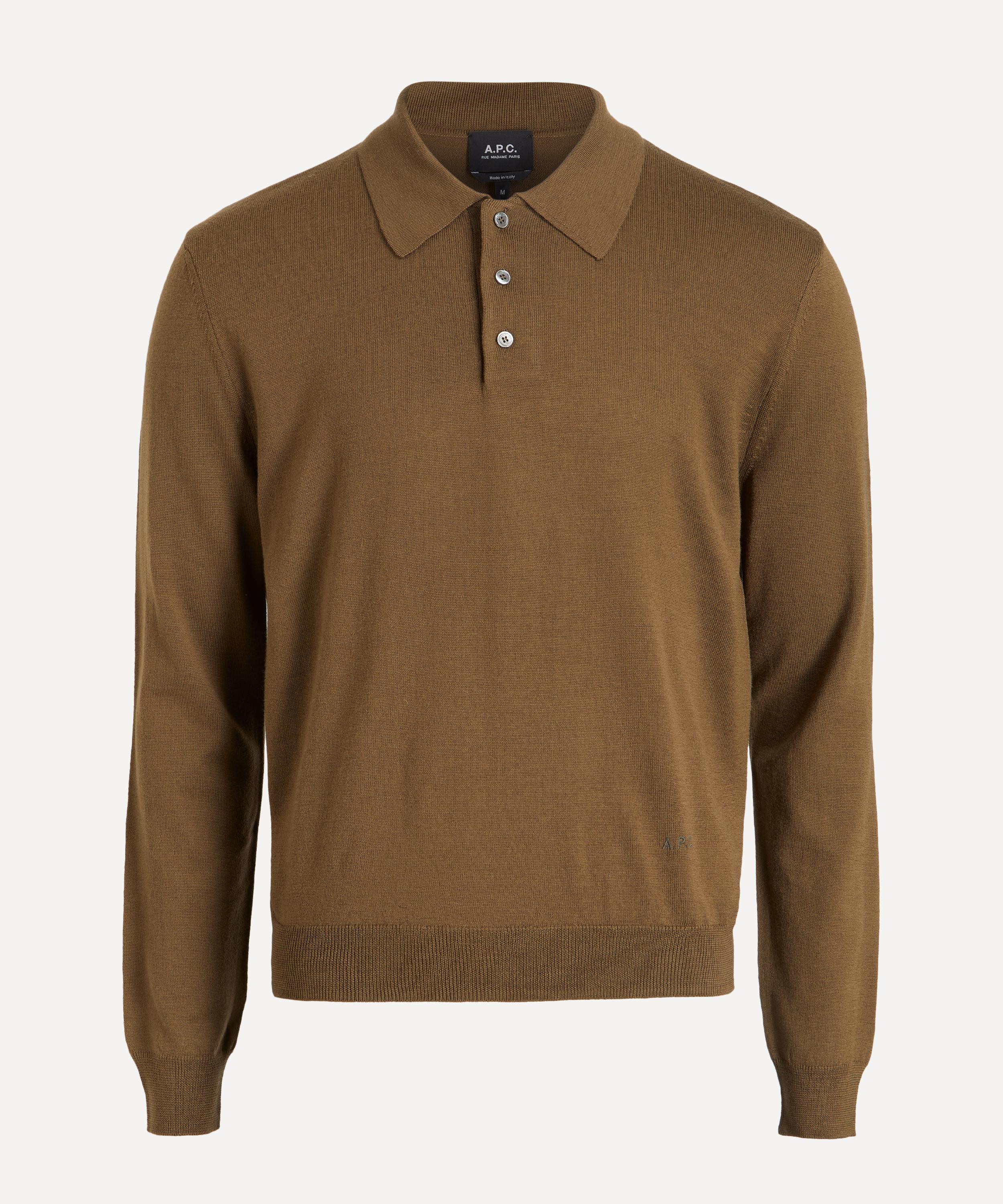 A.P.C. - Khaki Merino Wool Polo image number 0